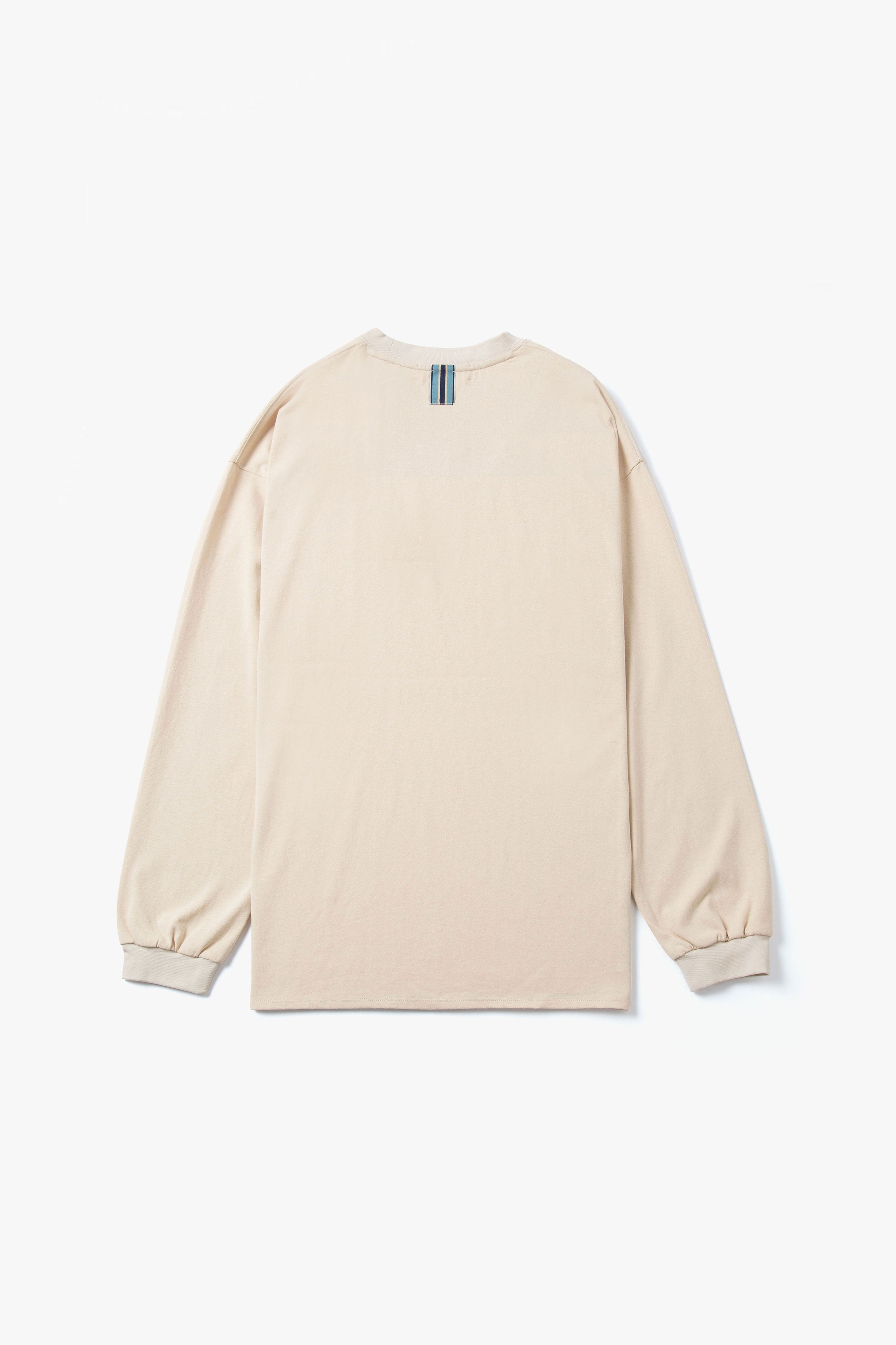 【数量限定】.at-Stripe Tape Long Sleeve T-Shirt - Beige