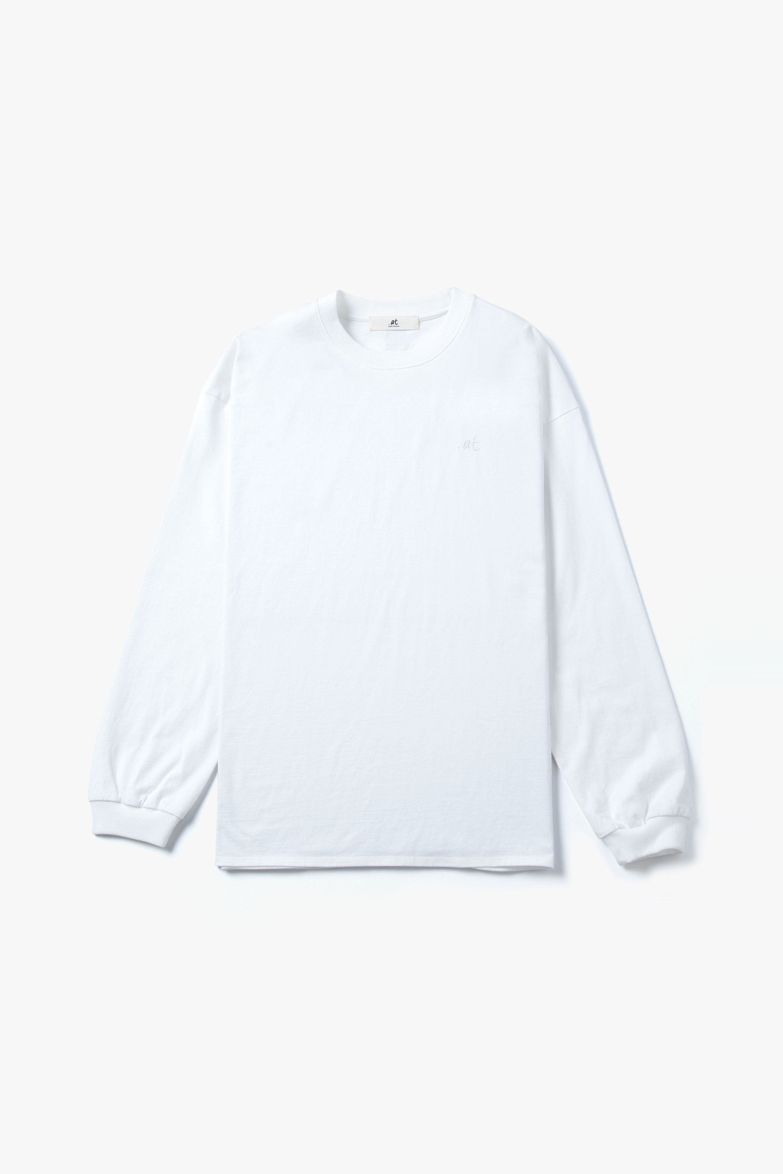 .at-Stripe Tape Long Sleeve T-Shirt - White