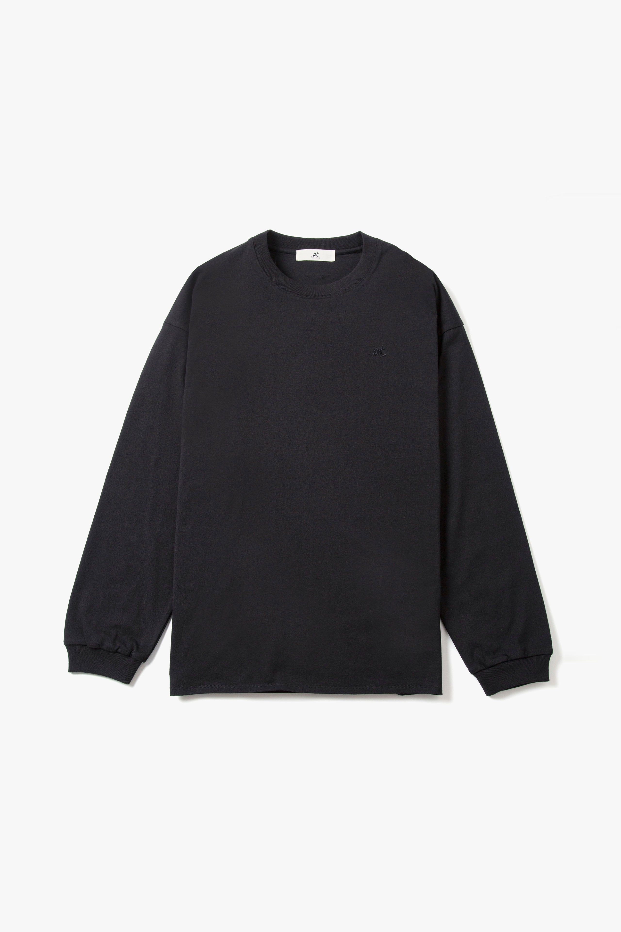 .at-Stripe Tape Long Sleeve T-Shirt - Black