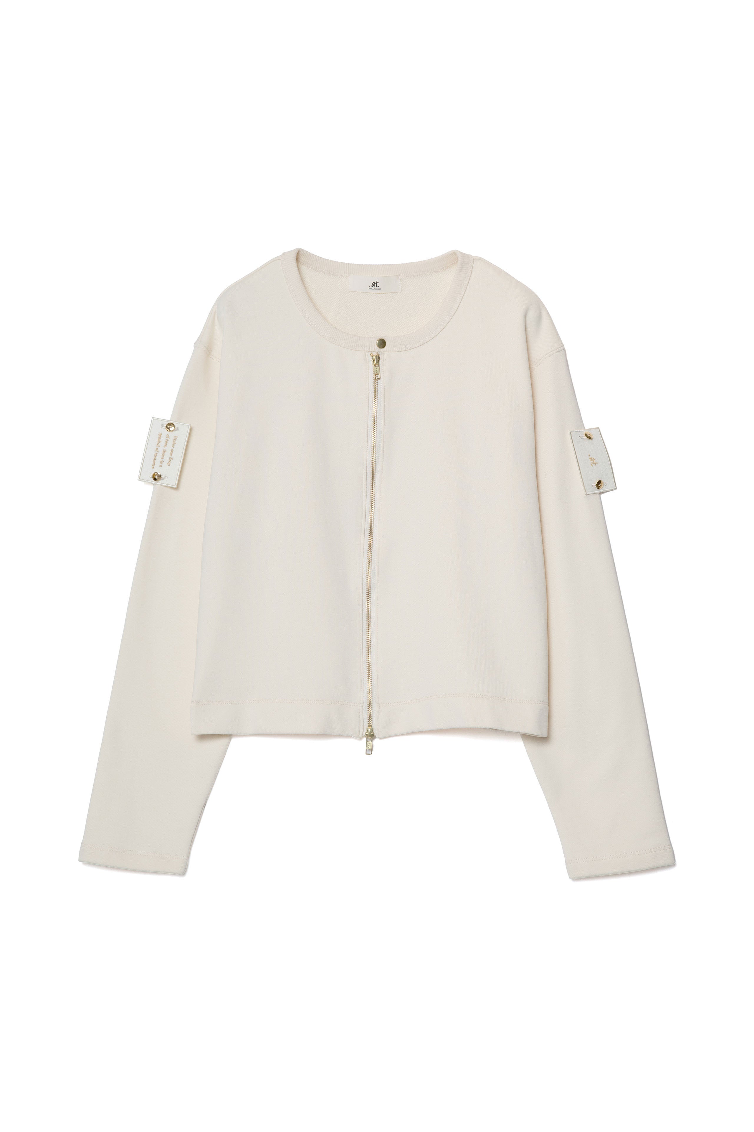 .at-Set Patch Zip-up Sweat Blouson - Ecru