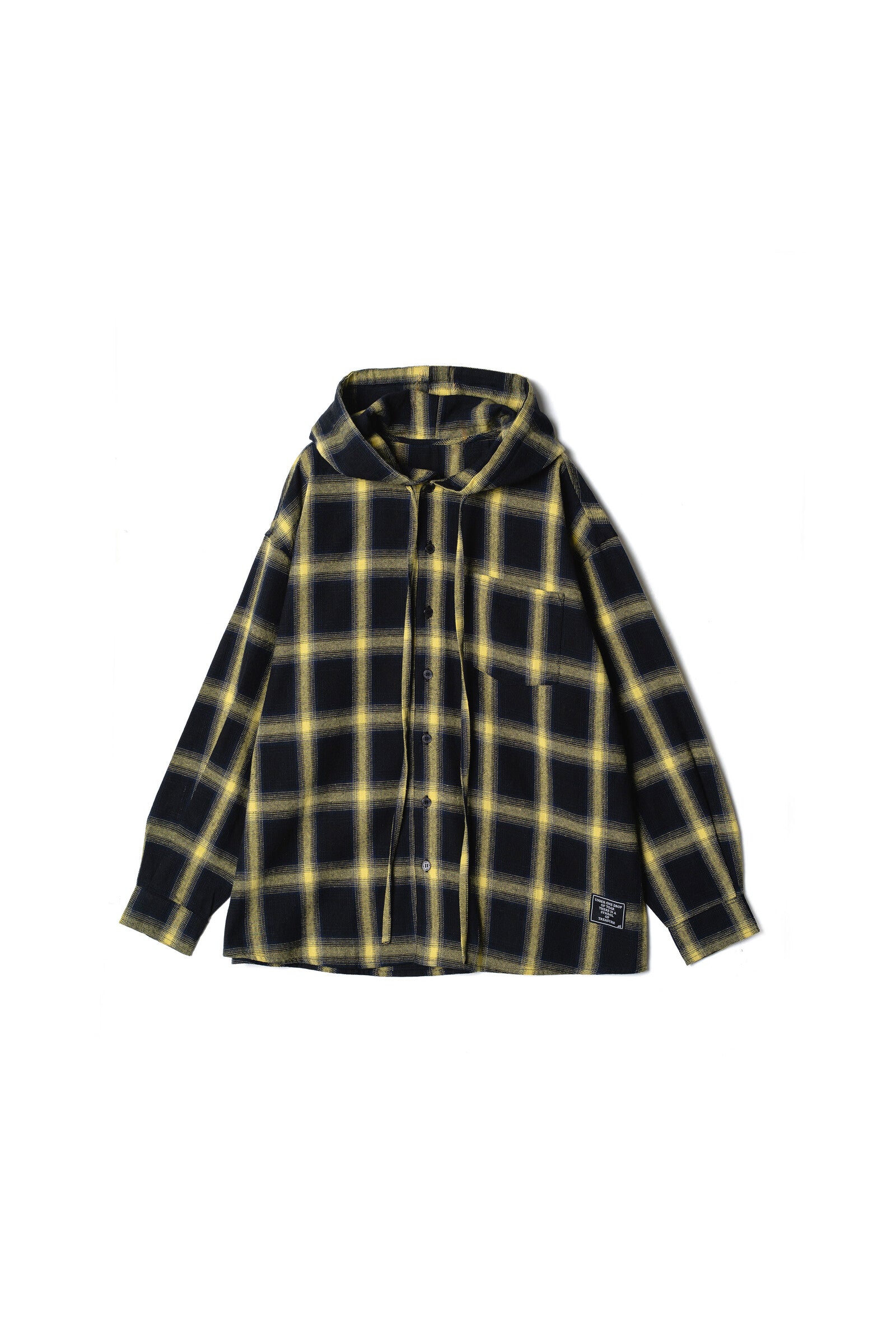 .at - vintage check hoodie Shirt - Yellow×Black Check 01