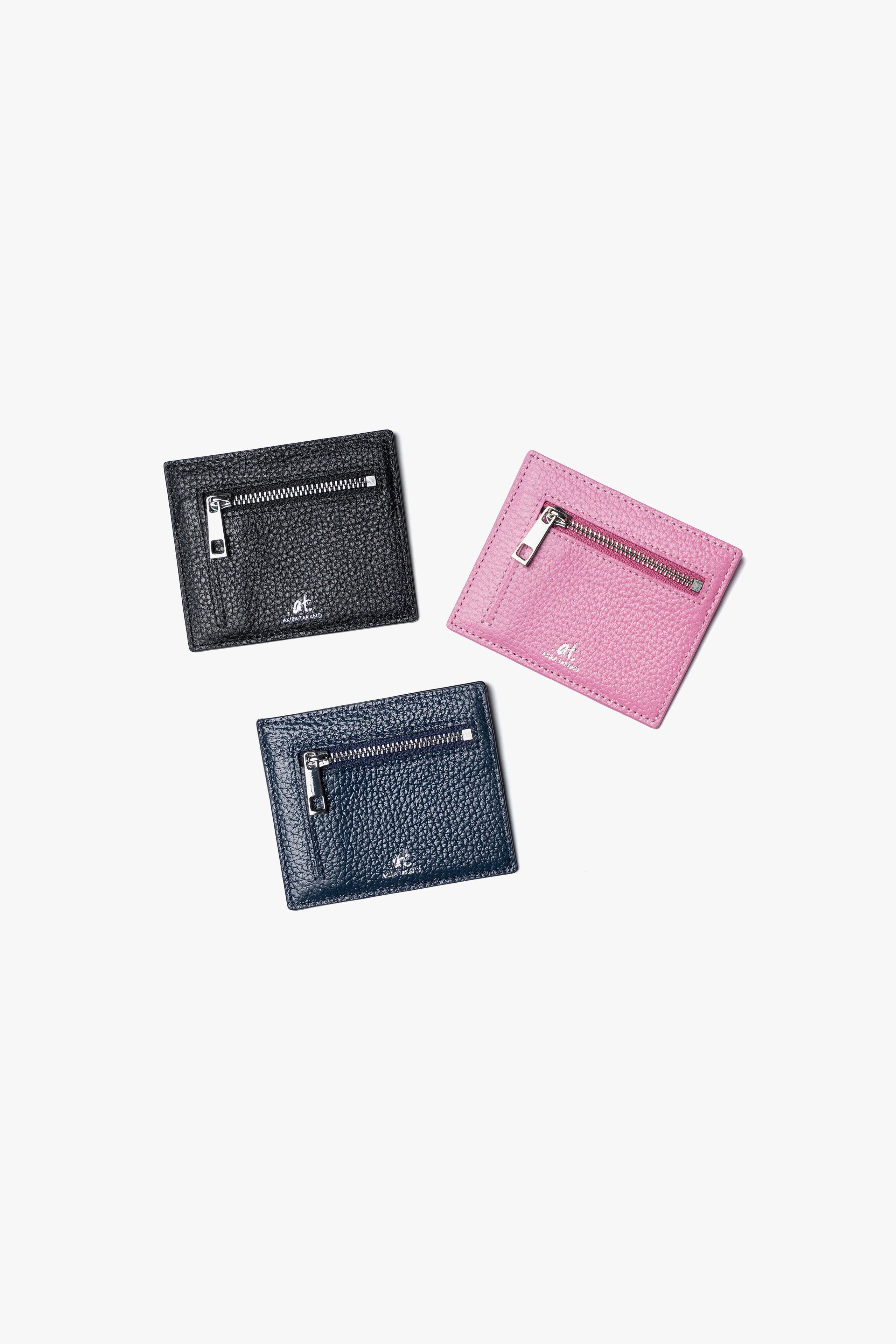 【数量限定】.at-Stripe card case - Includes a coin case - Navy