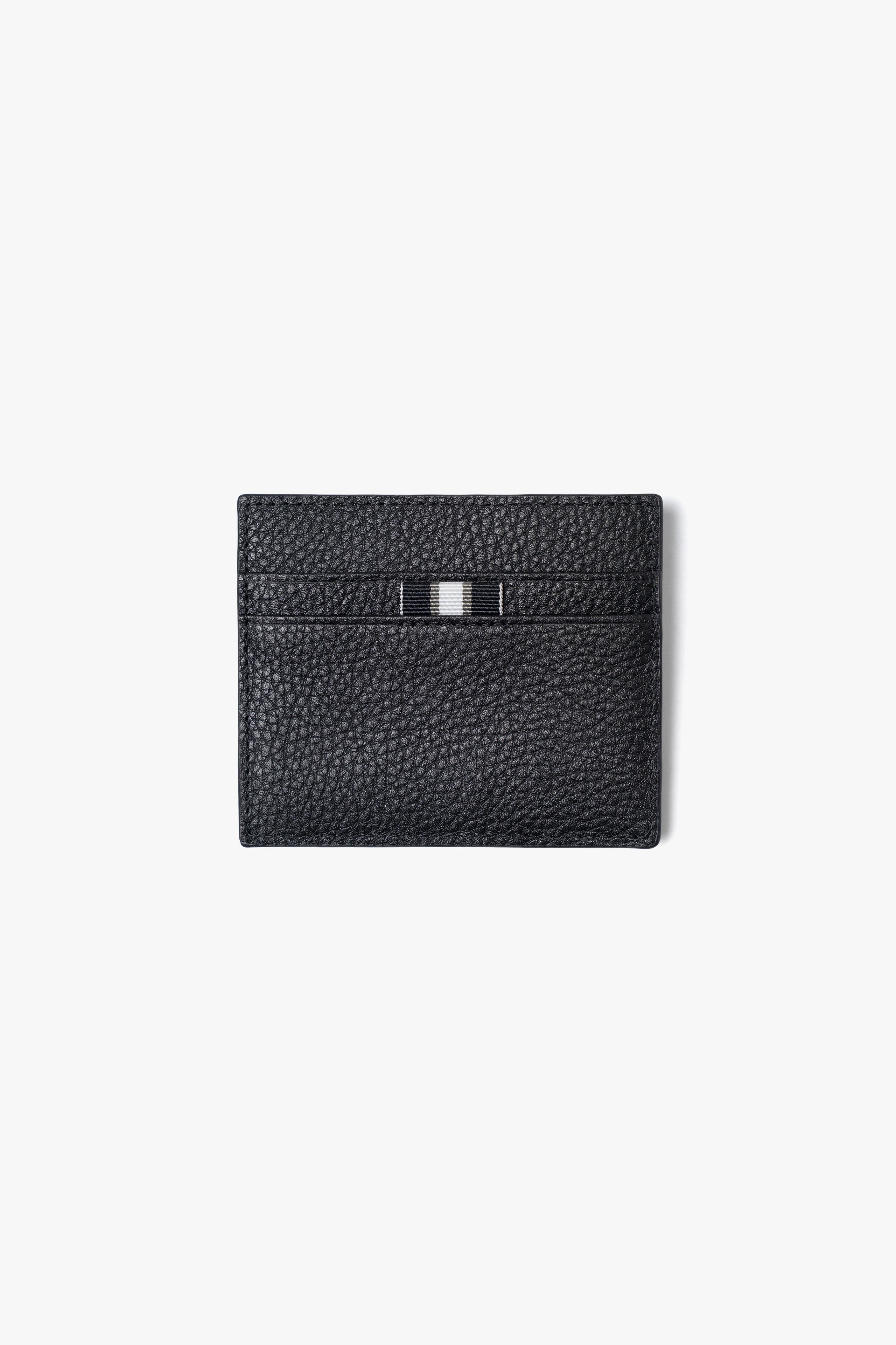 【数量限定】.at-Stripe card case - Includes a coin case - Black