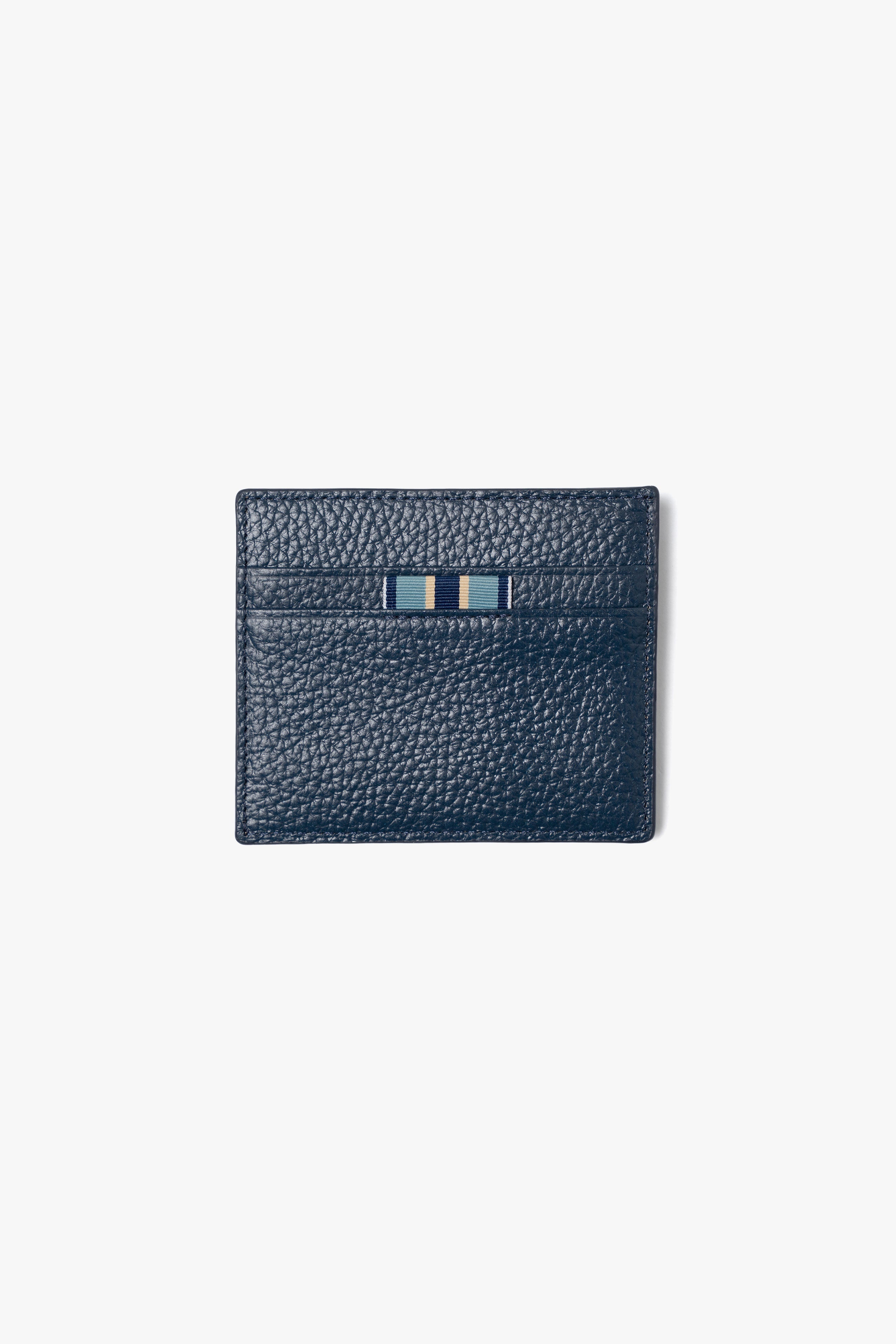 【数量限定】.at-Stripe card case - Includes a coin case - Navy