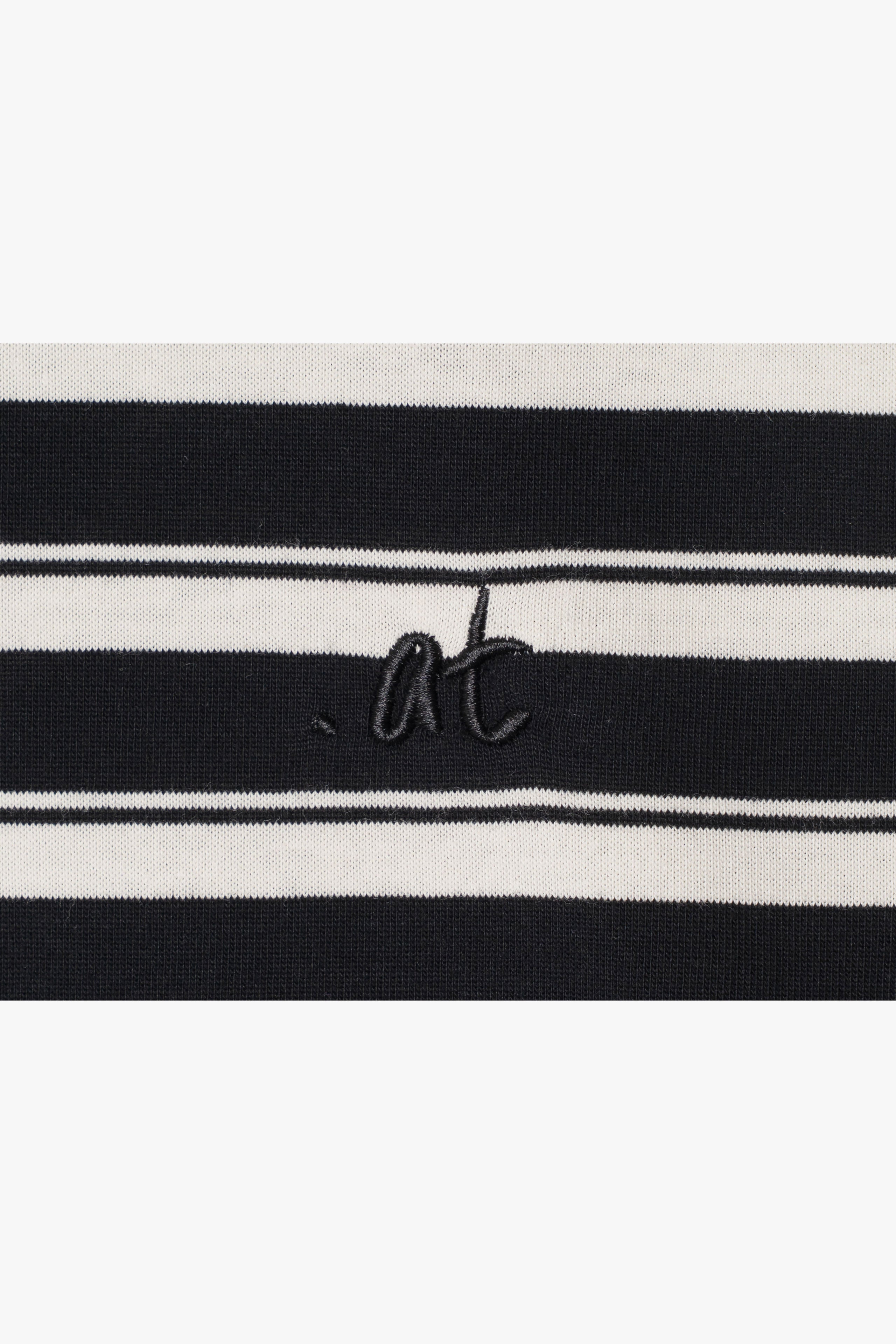 【数量限定】.at-Oversize Horizontal Stripe Layered Long Sleeve T-Shirt - Black Stripe