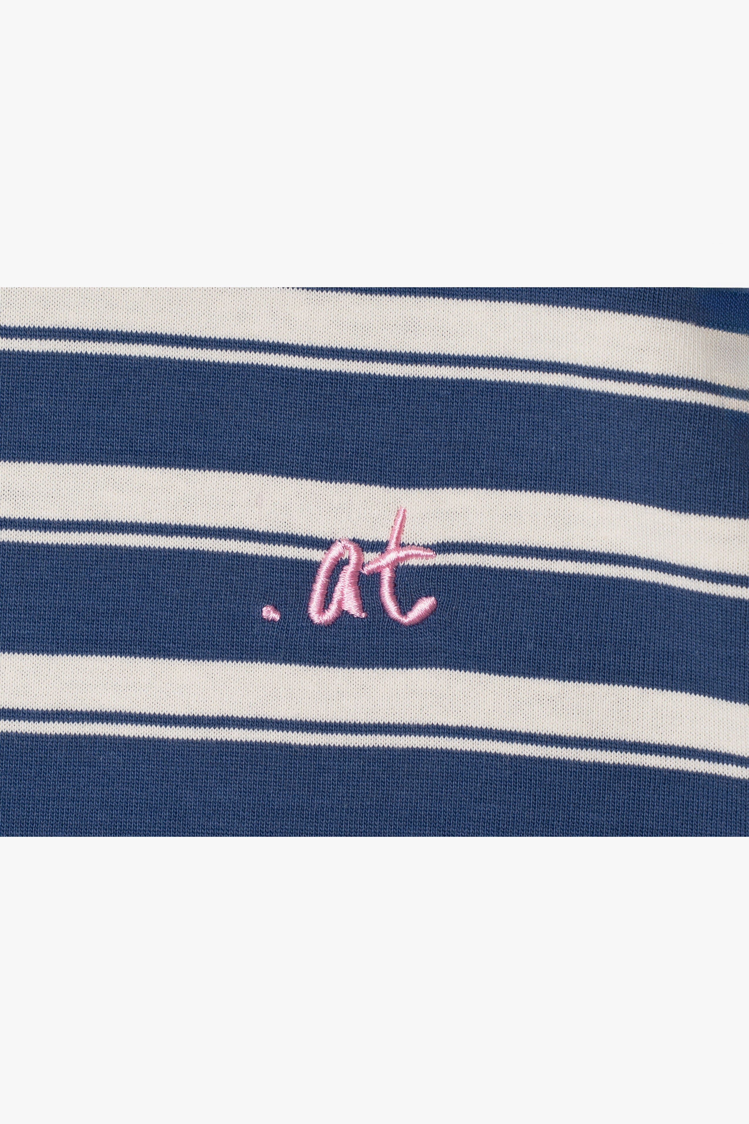 【数量限定】.at-Oversize Horizontal Stripe Layered Long Sleeve T-Shirt - Blue Stripe