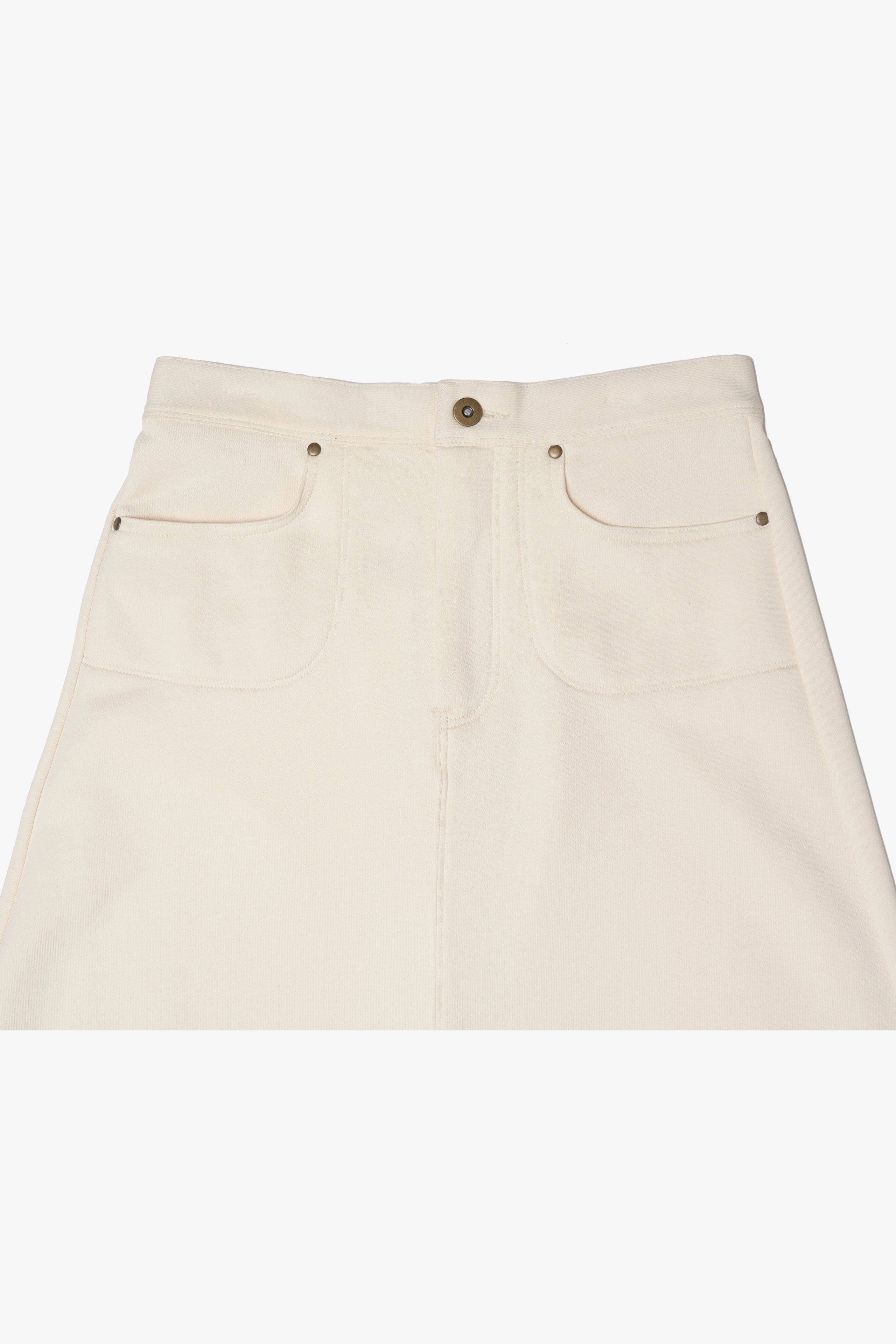 .at-Set Patch Flared Sweat Skirt - Ecru