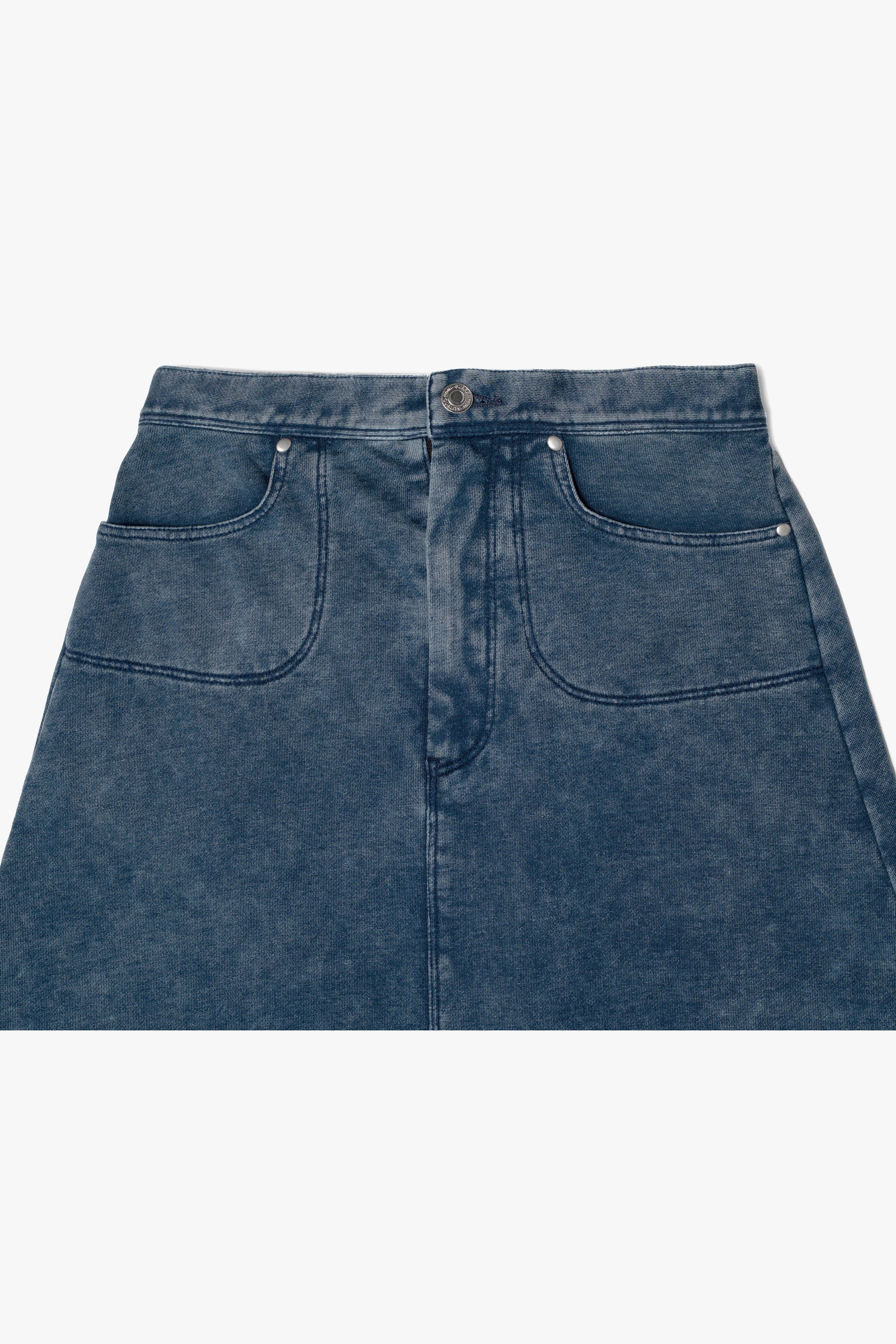 .at-Set Patch Flared Sweat Skirt - Indigo