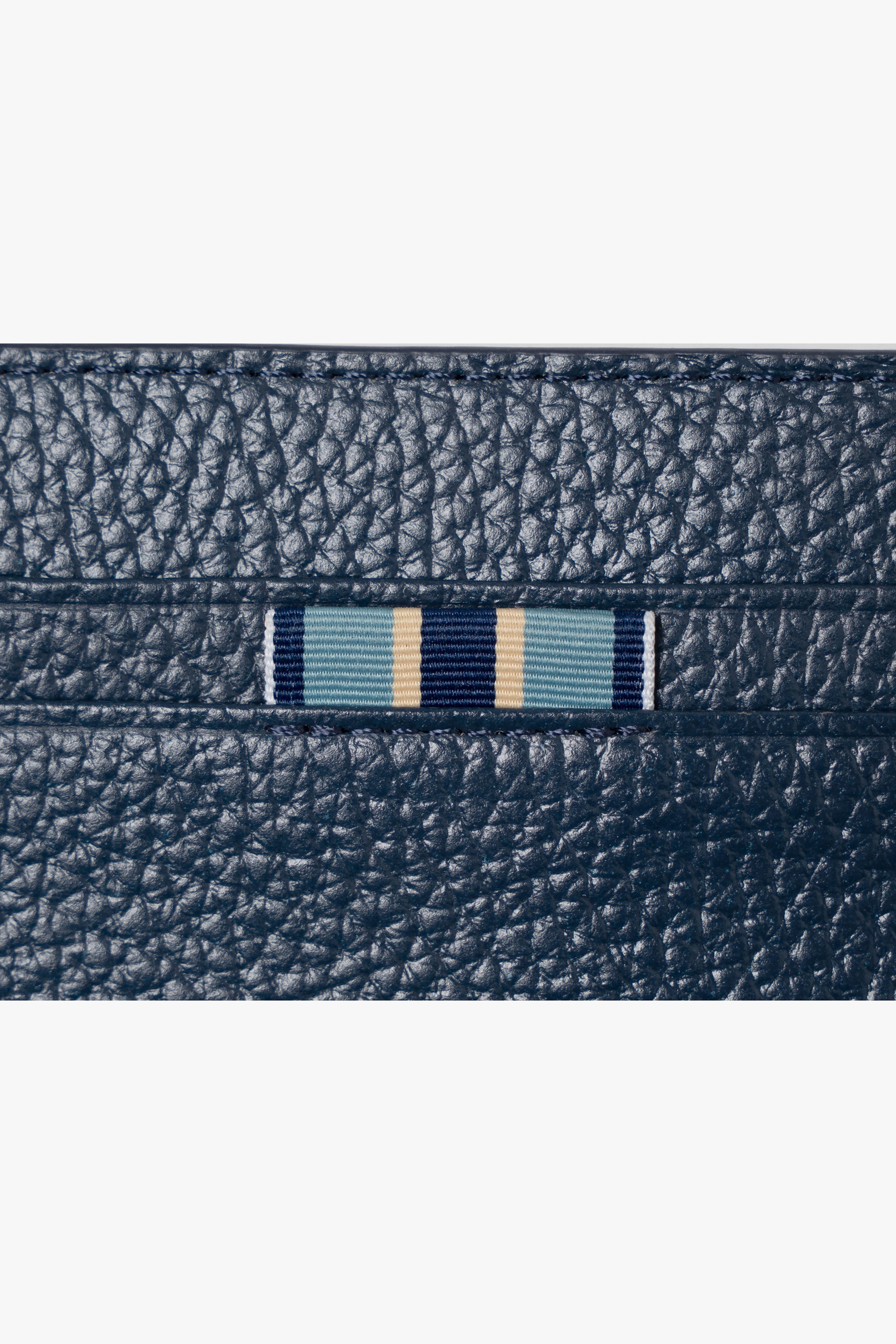 【数量限定】.at-Stripe card case - Includes a coin case - Navy