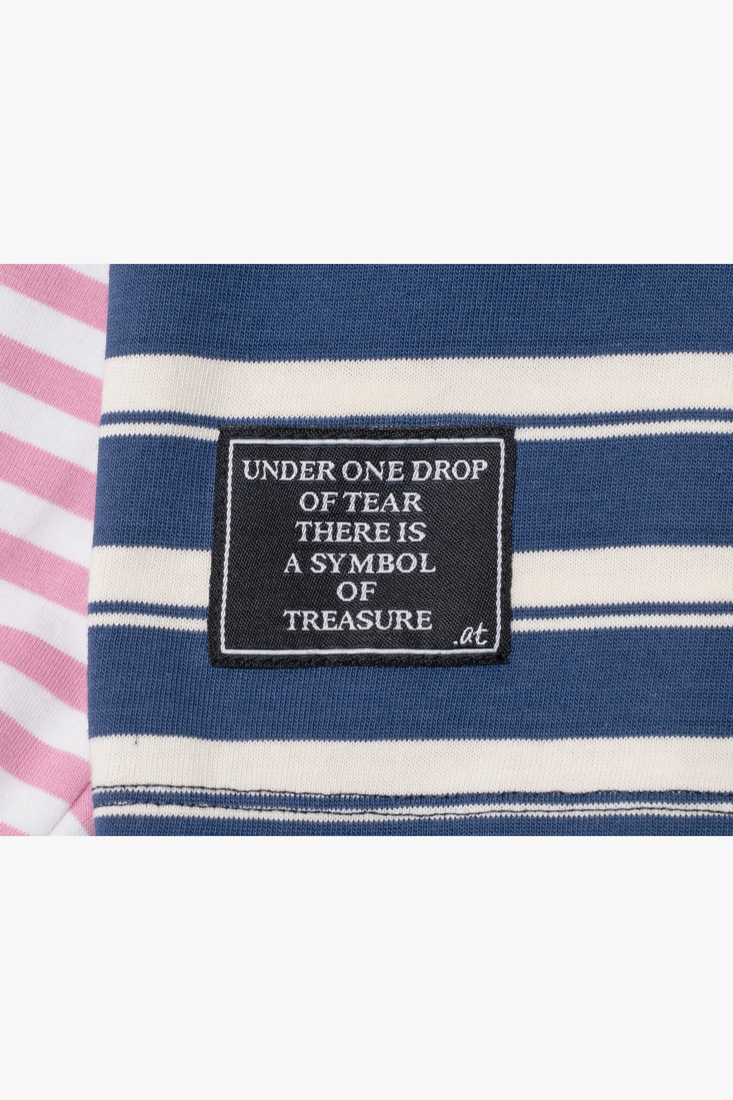 【数量限定】.at-Oversize Horizontal Stripe Layered Long Sleeve T-Shirt - Blue Stripe