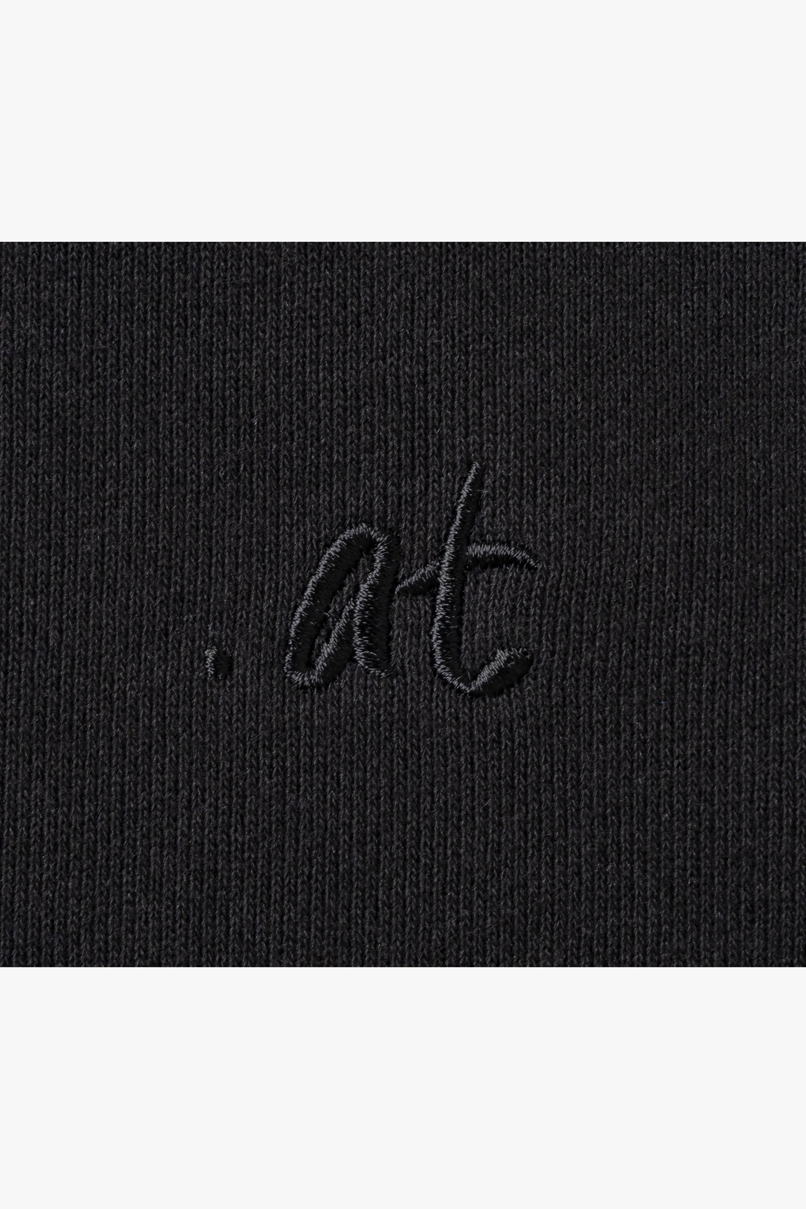 .at-Stripe Tape Oversize Long Sweatshirt - Black