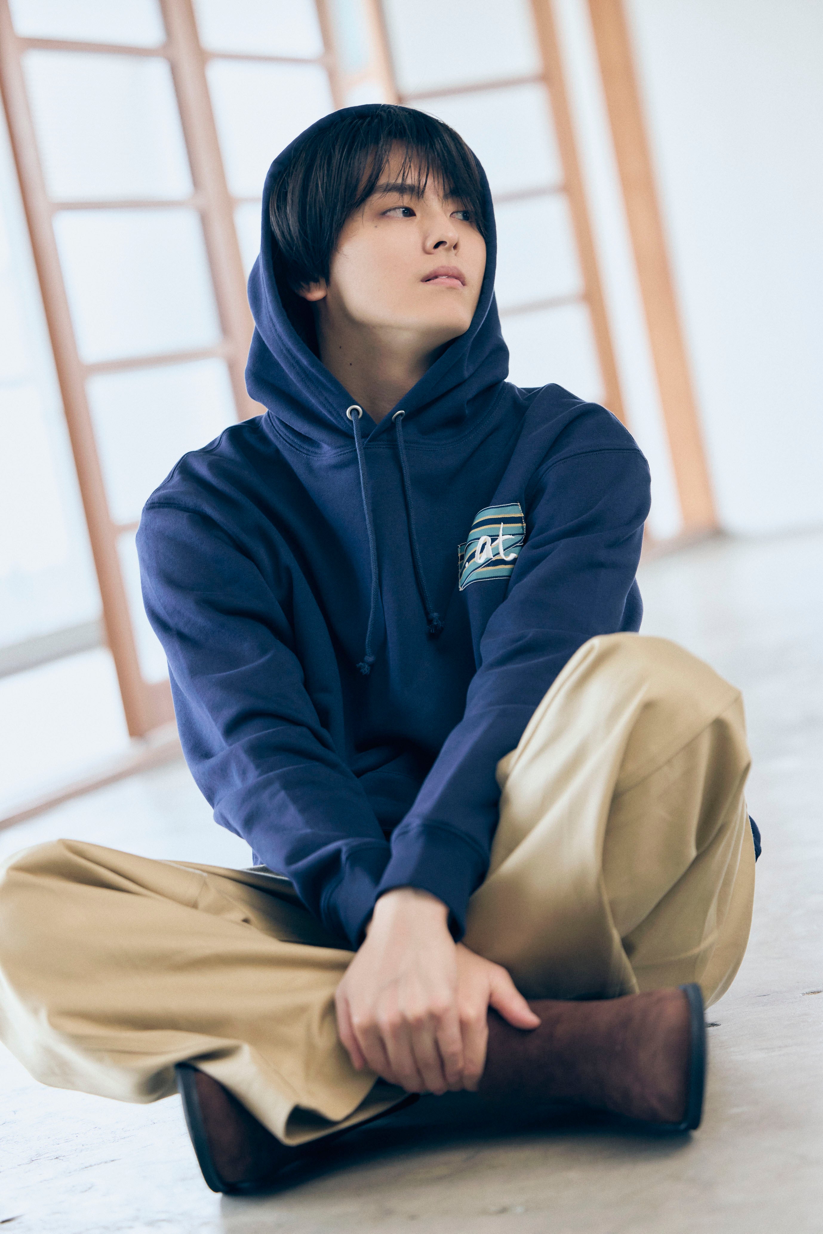 .at-Stripe Tape Logo Hoodie