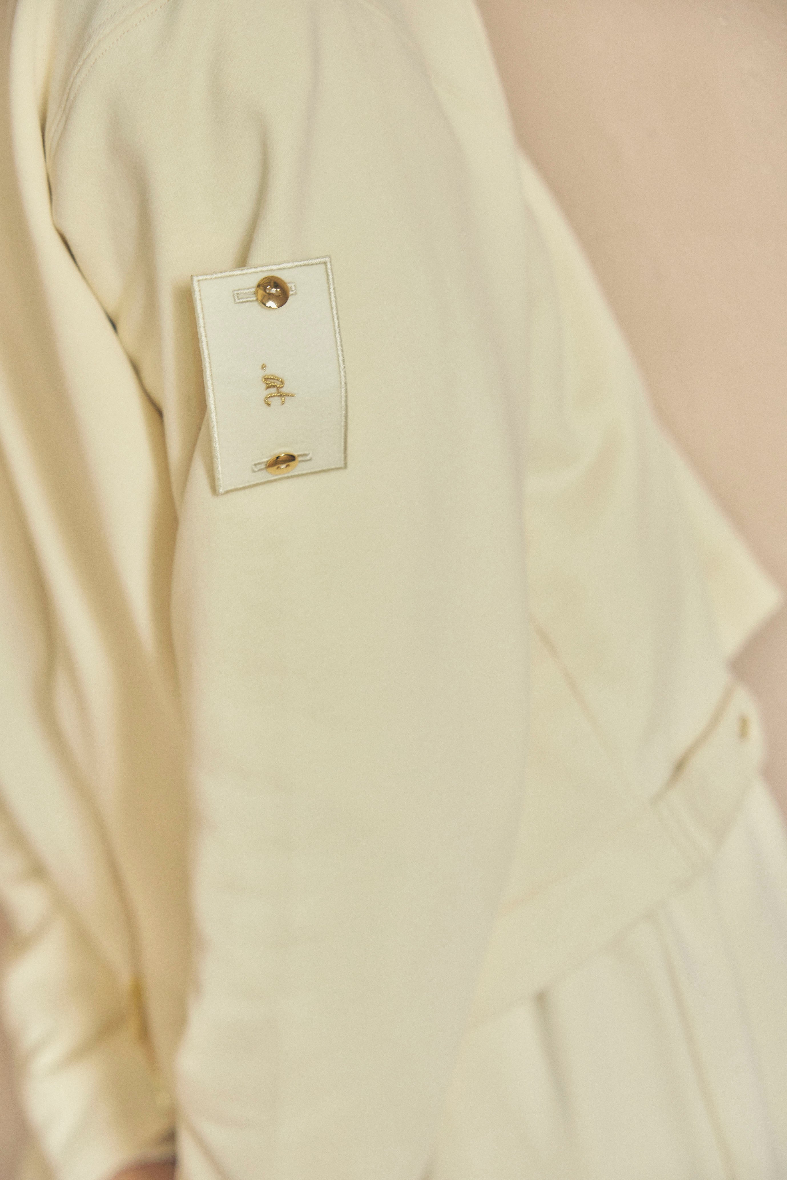 .at-Set Patch Zip-up Sweat Blouson - Ecru