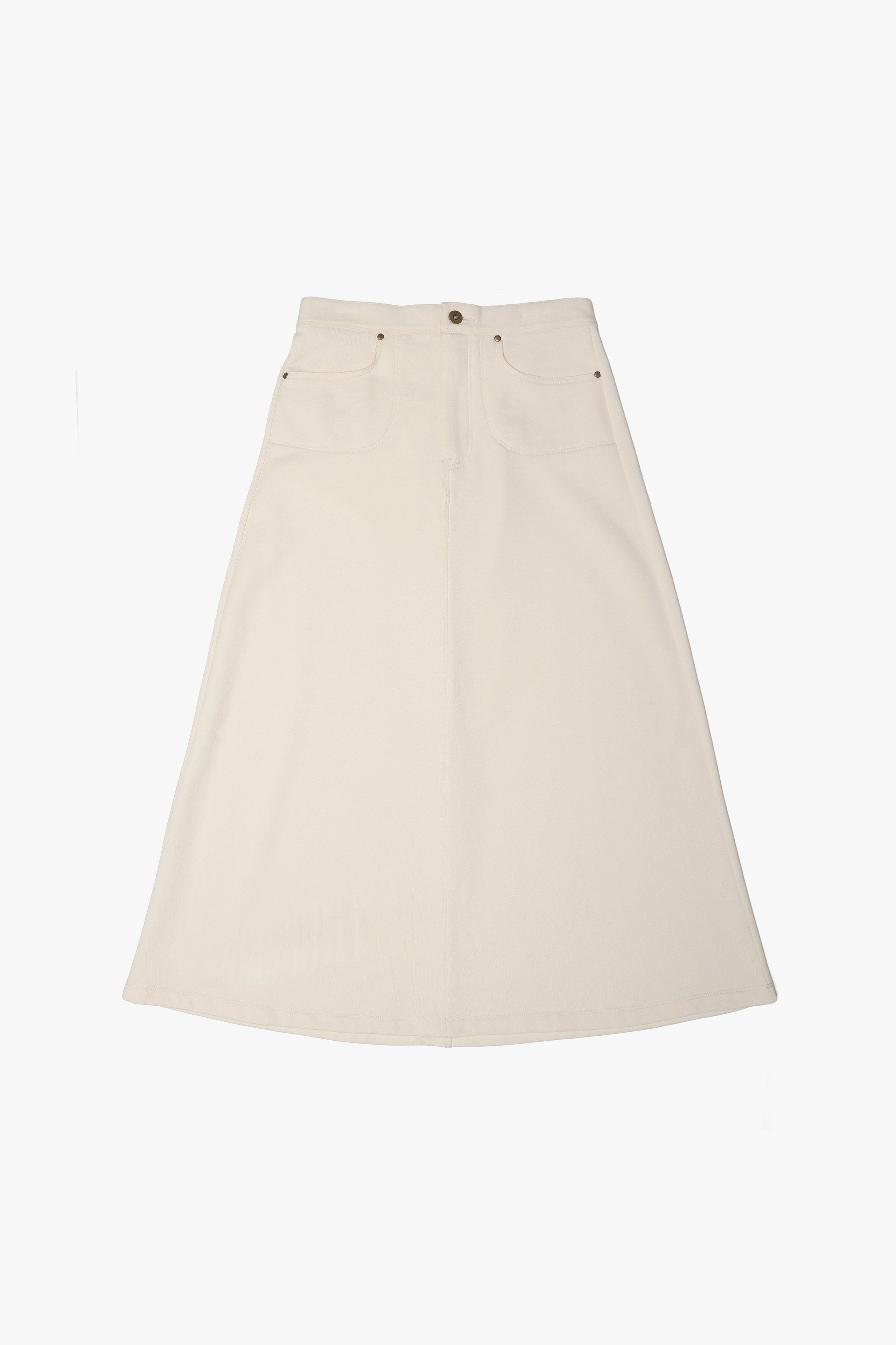 .at-Set Patch Flared Sweat Skirt - Ecru