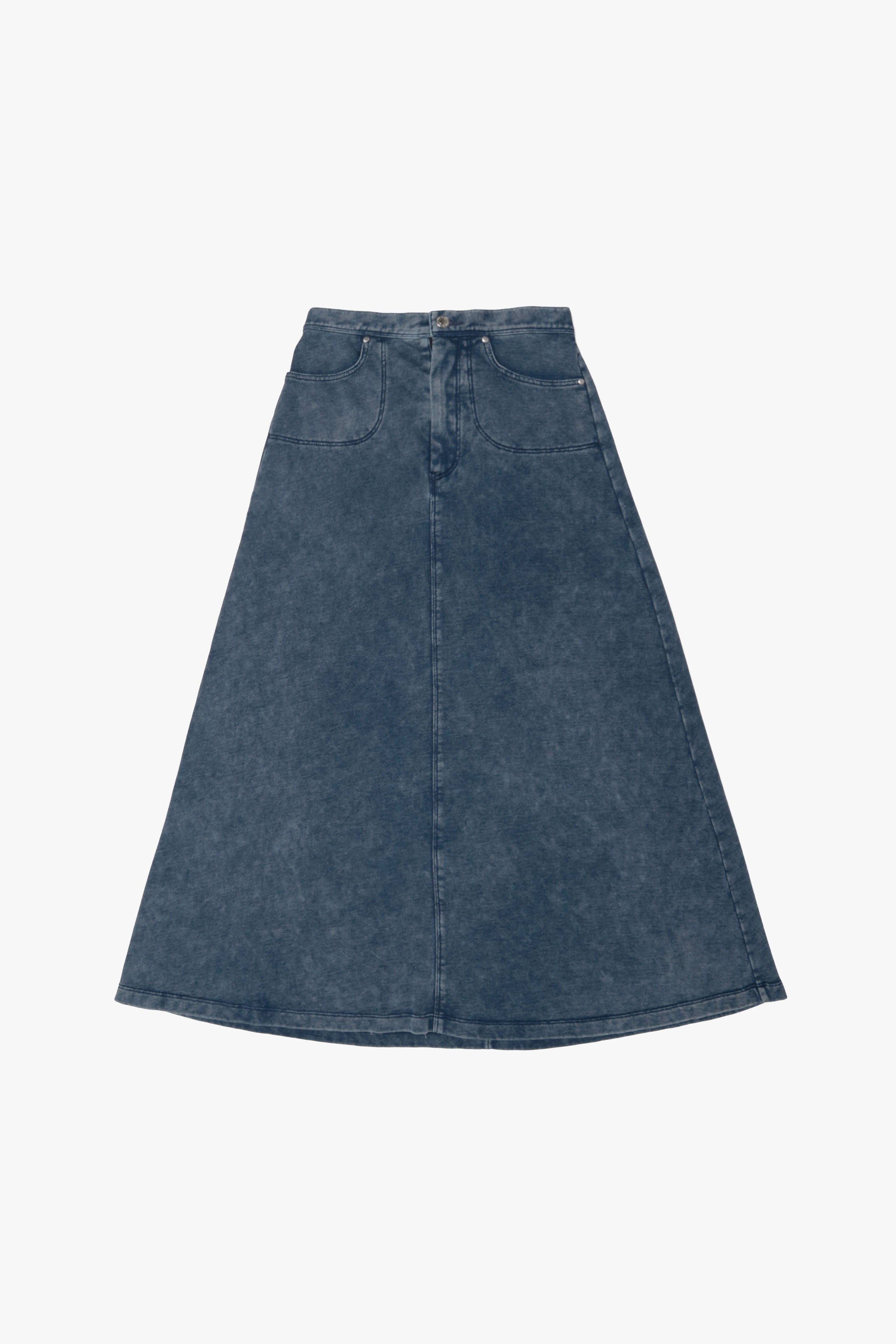 .at-Set Patch Flared Sweat Skirt - Indigo