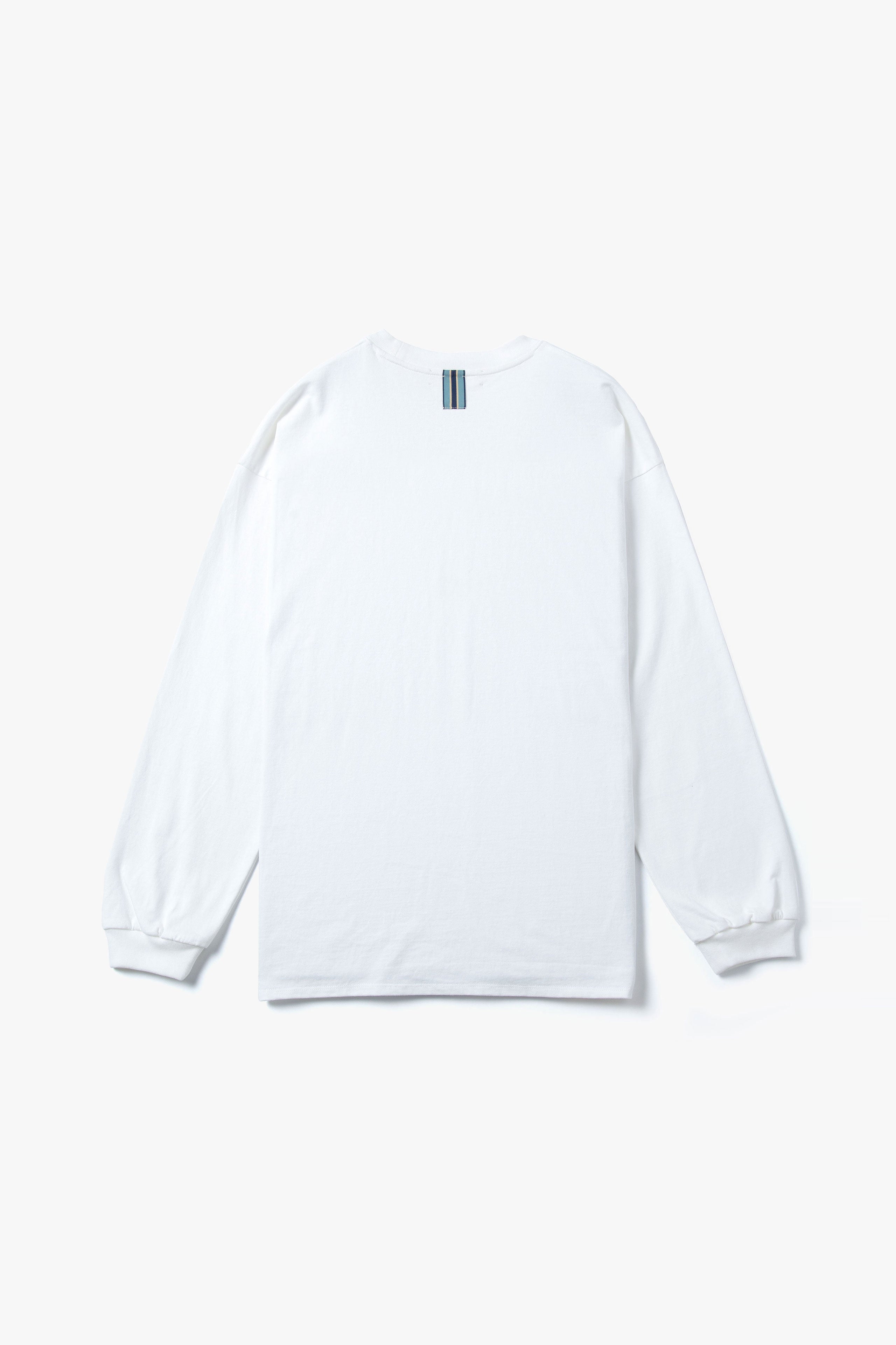 .at-Stripe Tape Long Sleeve T-Shirt - White