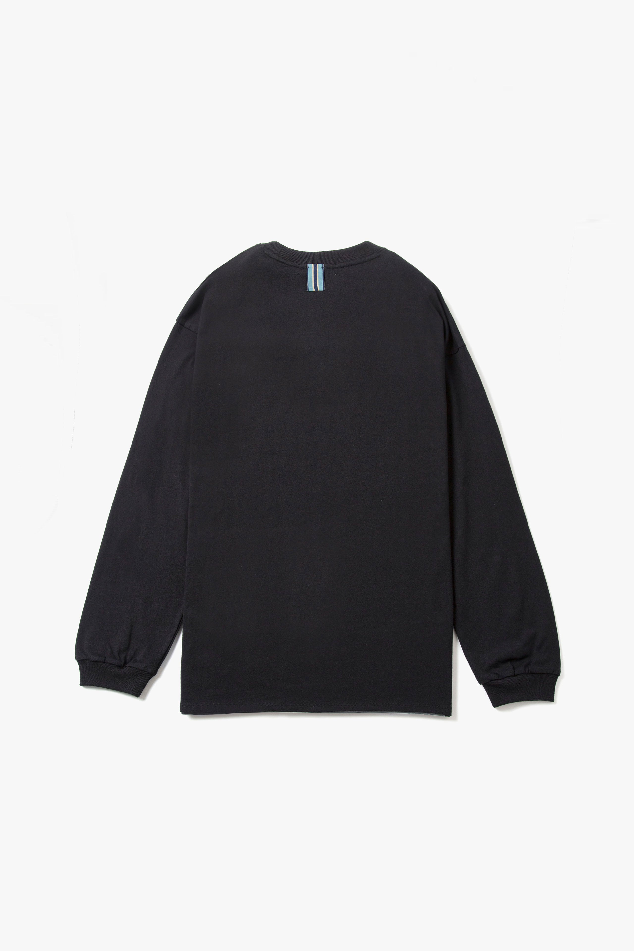 .at-Stripe Tape Long Sleeve T-Shirt - Black