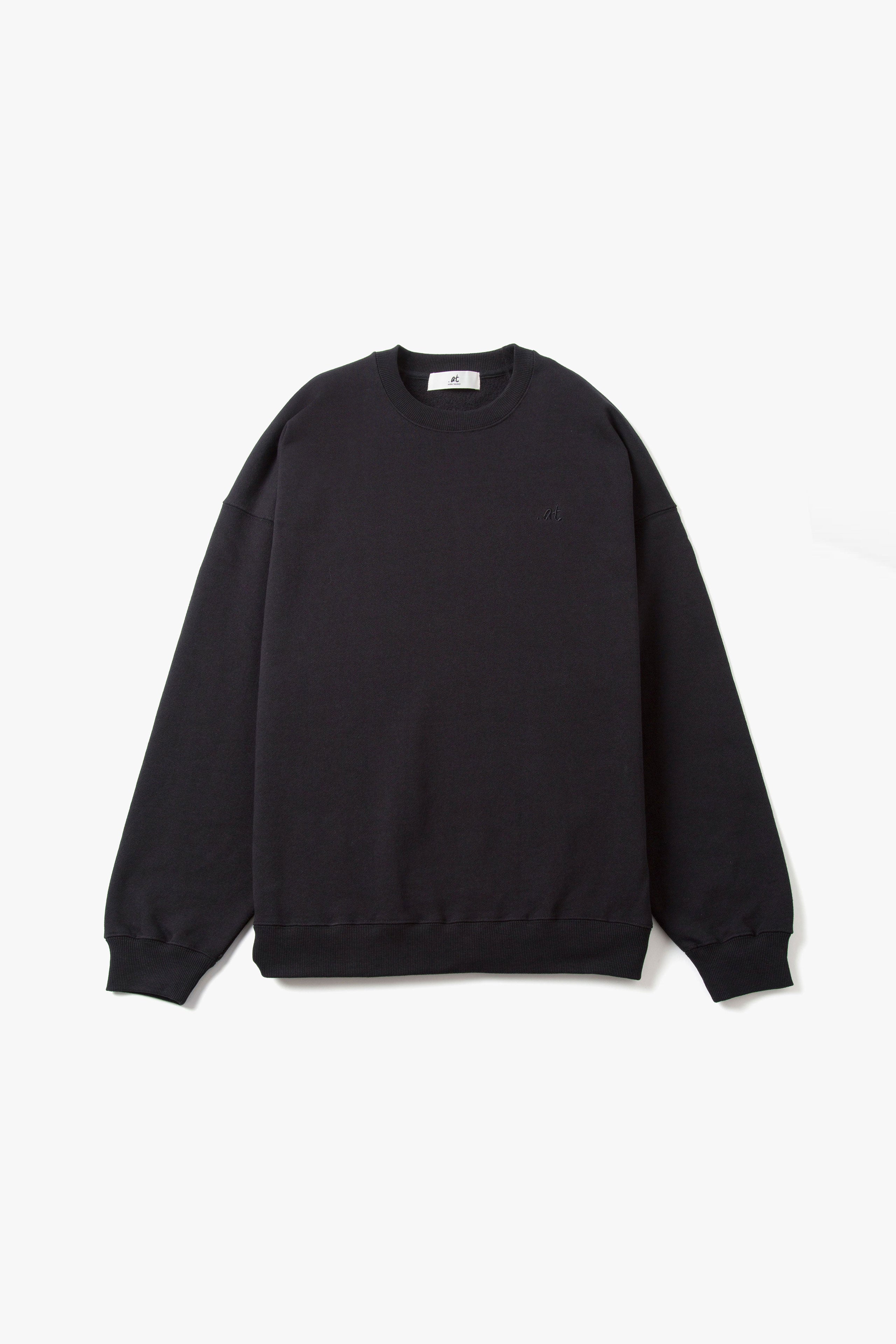 .at-Stripe Tape Oversize Long Sweatshirt - Black