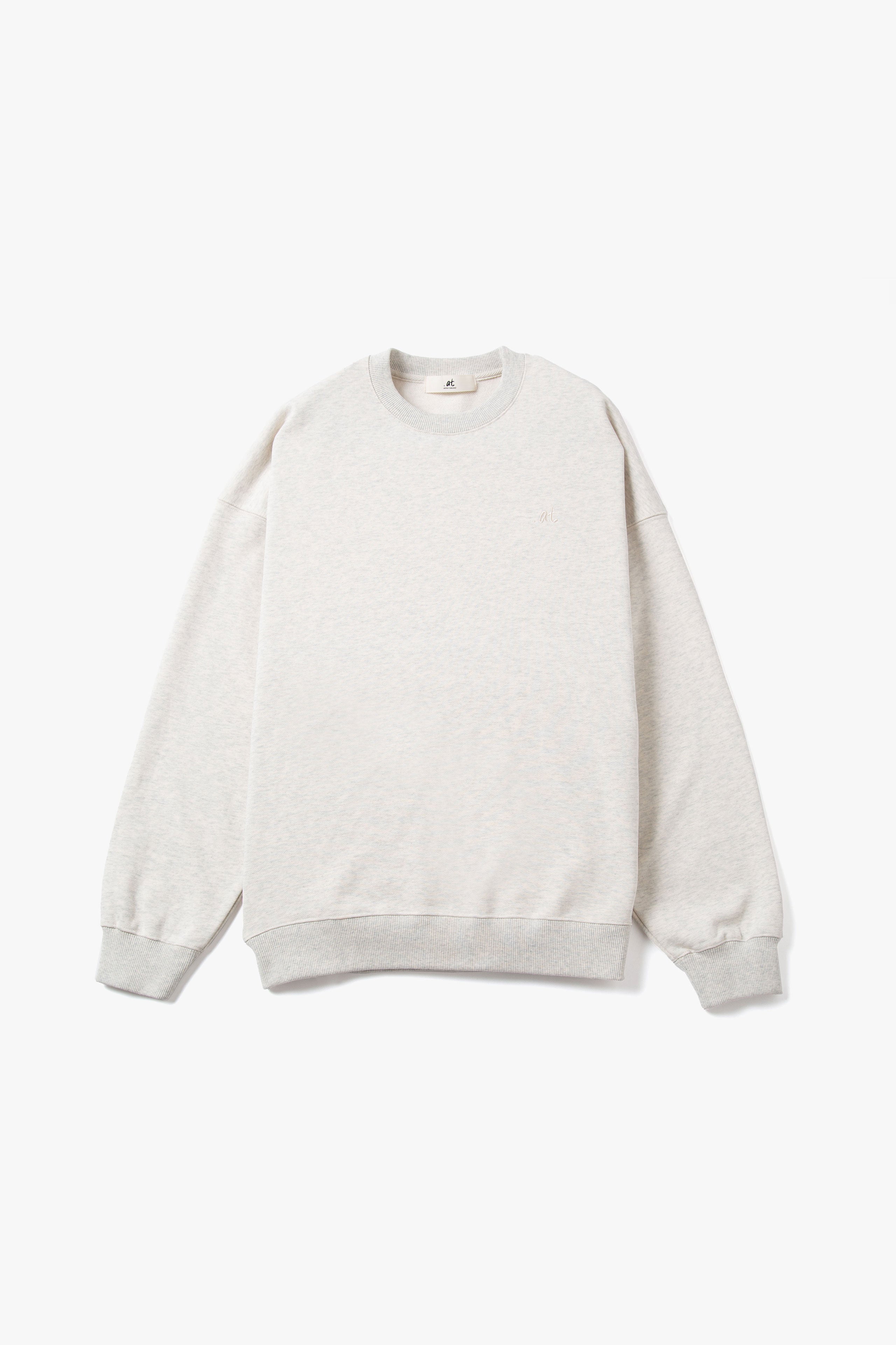 .at-Stripe Tape Oversize Long Sweatshirt - Oatmeal