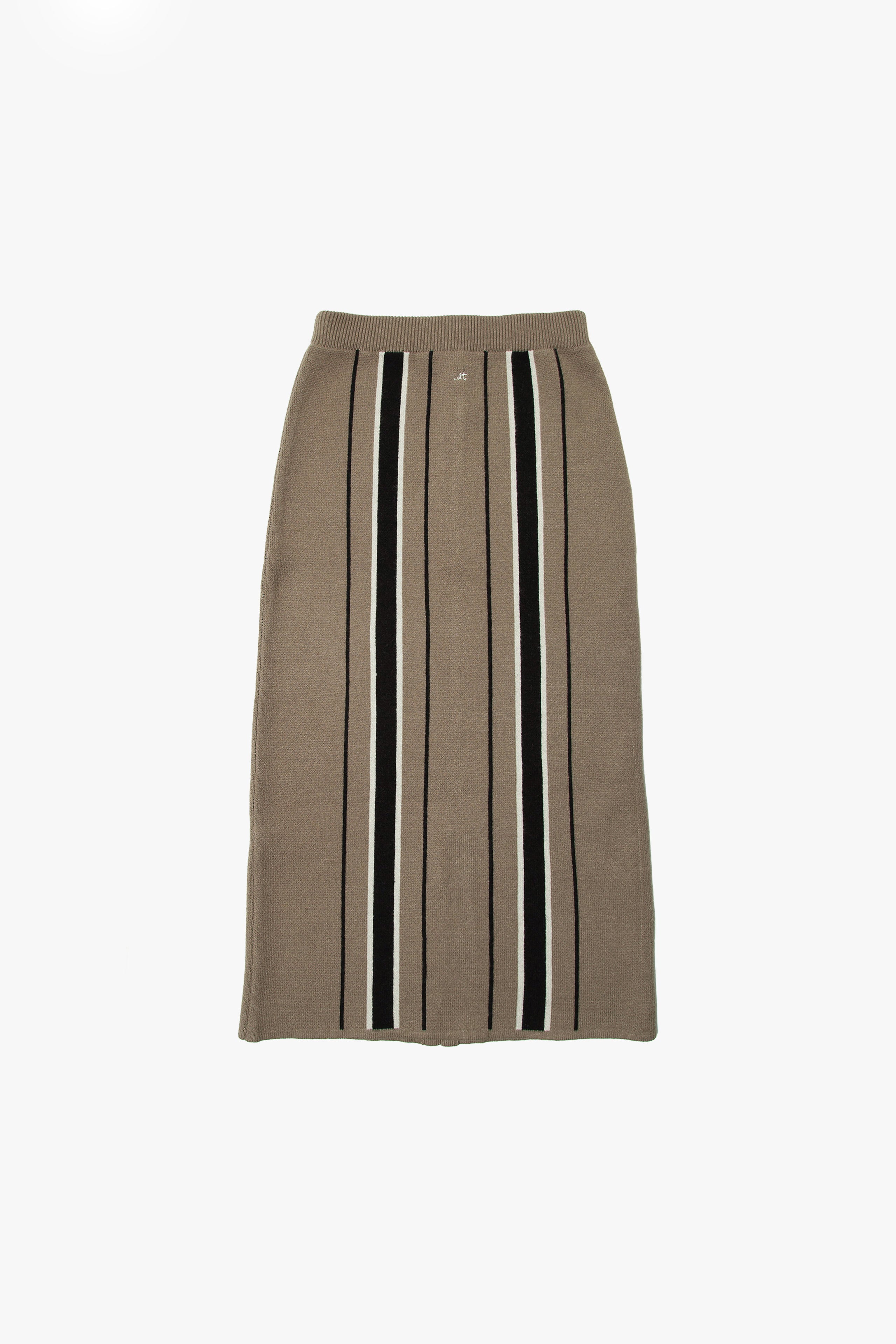 .at-Stripe Jacquard Knit Long Skirt - GrayStripe