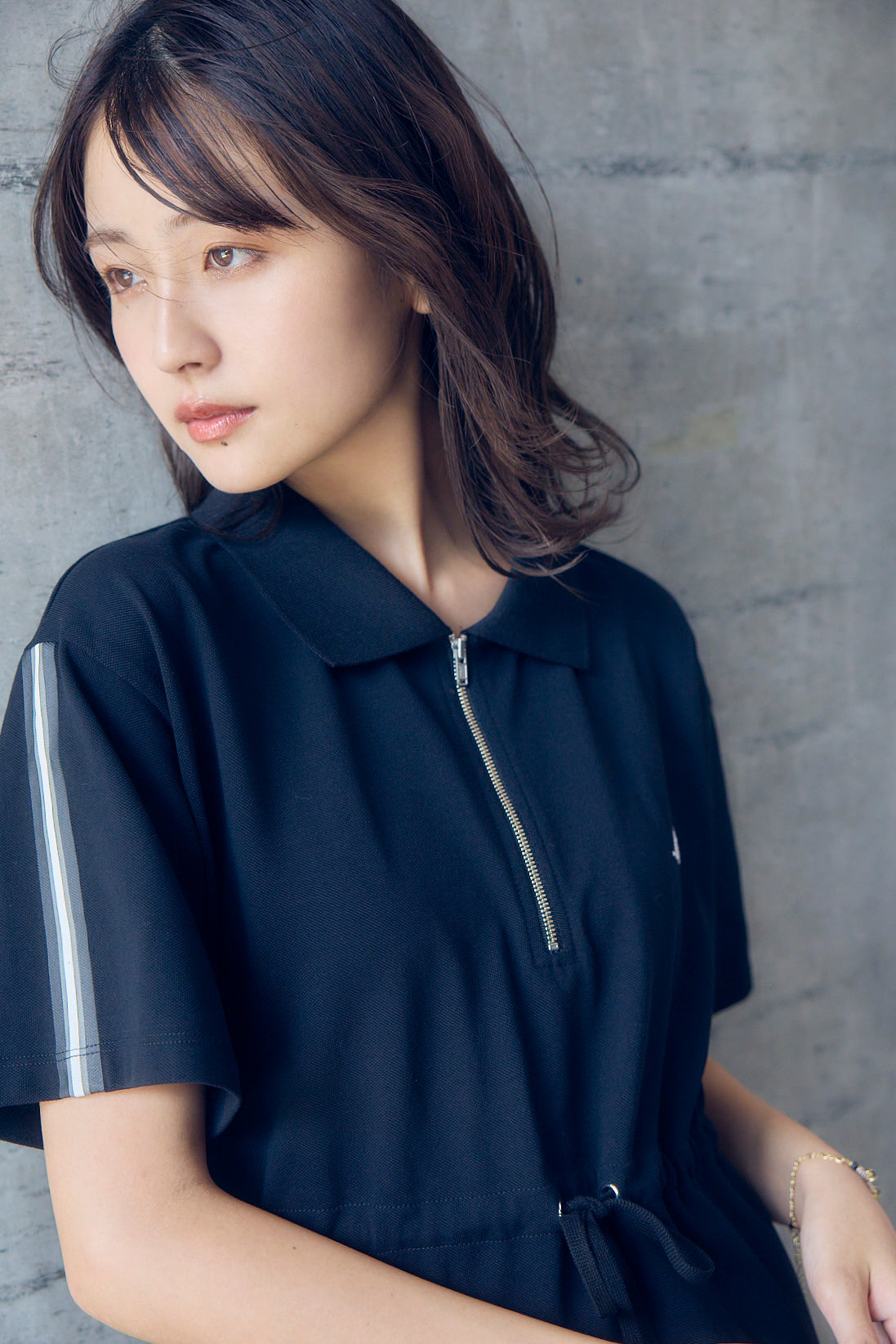 .at-Polo Dress - Black