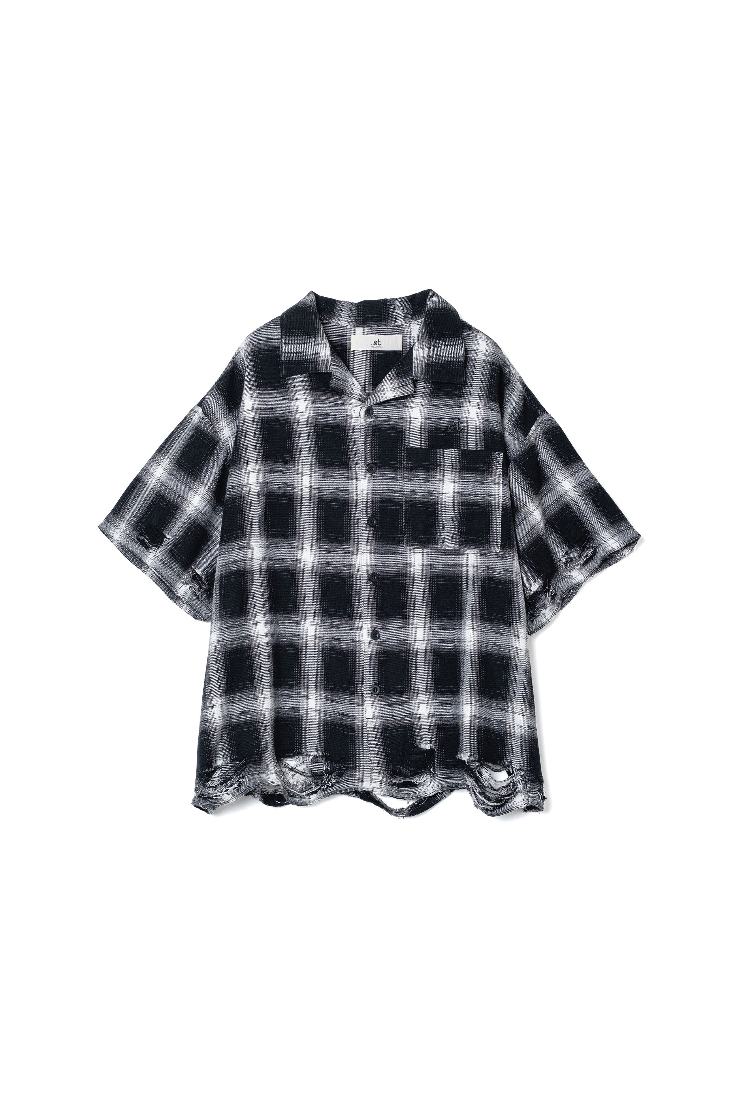 .at - Check Vintage Shirt - White×black Check