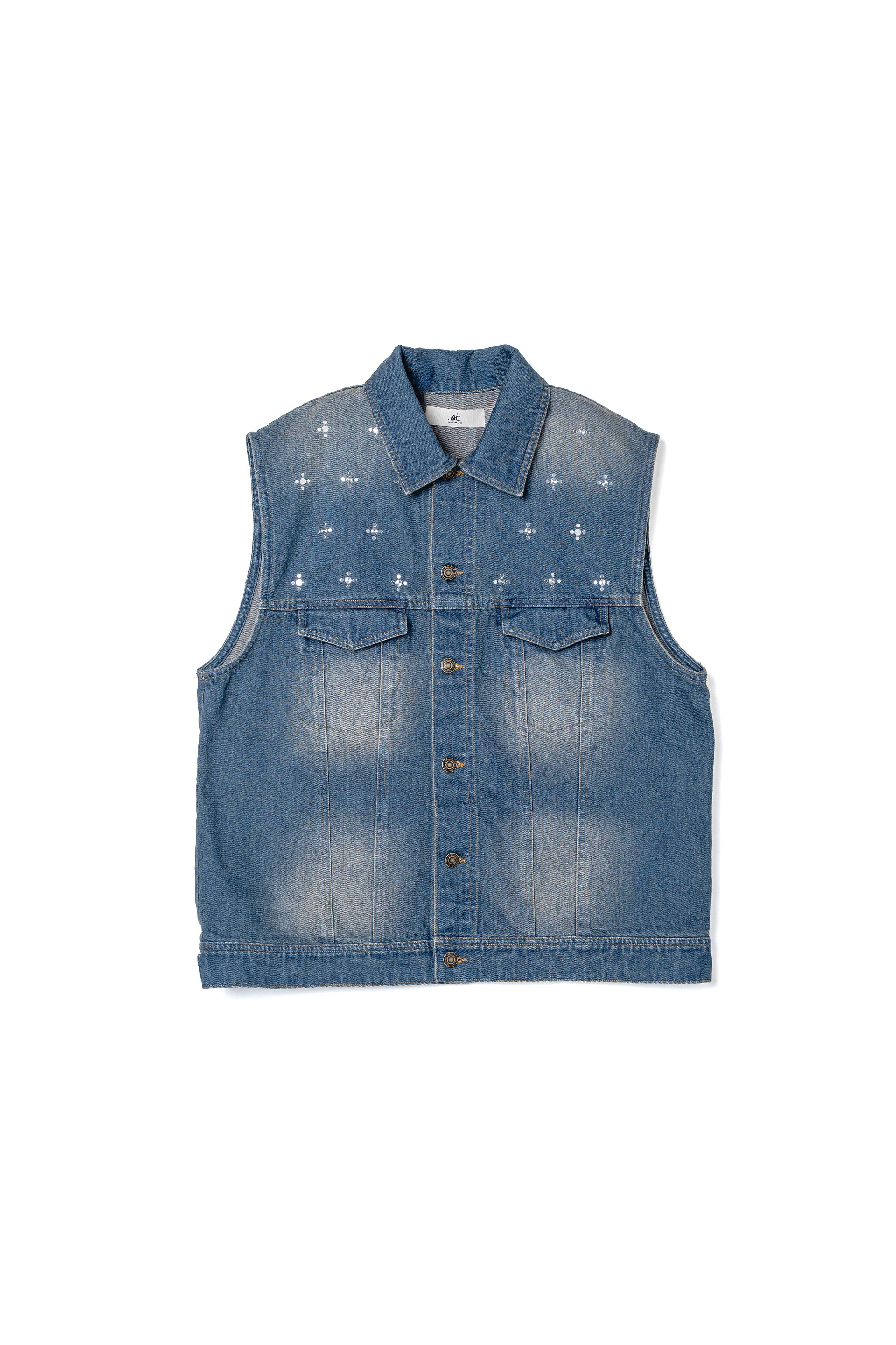 .at - Sleeveless Denim Jacket - Wash Indigo