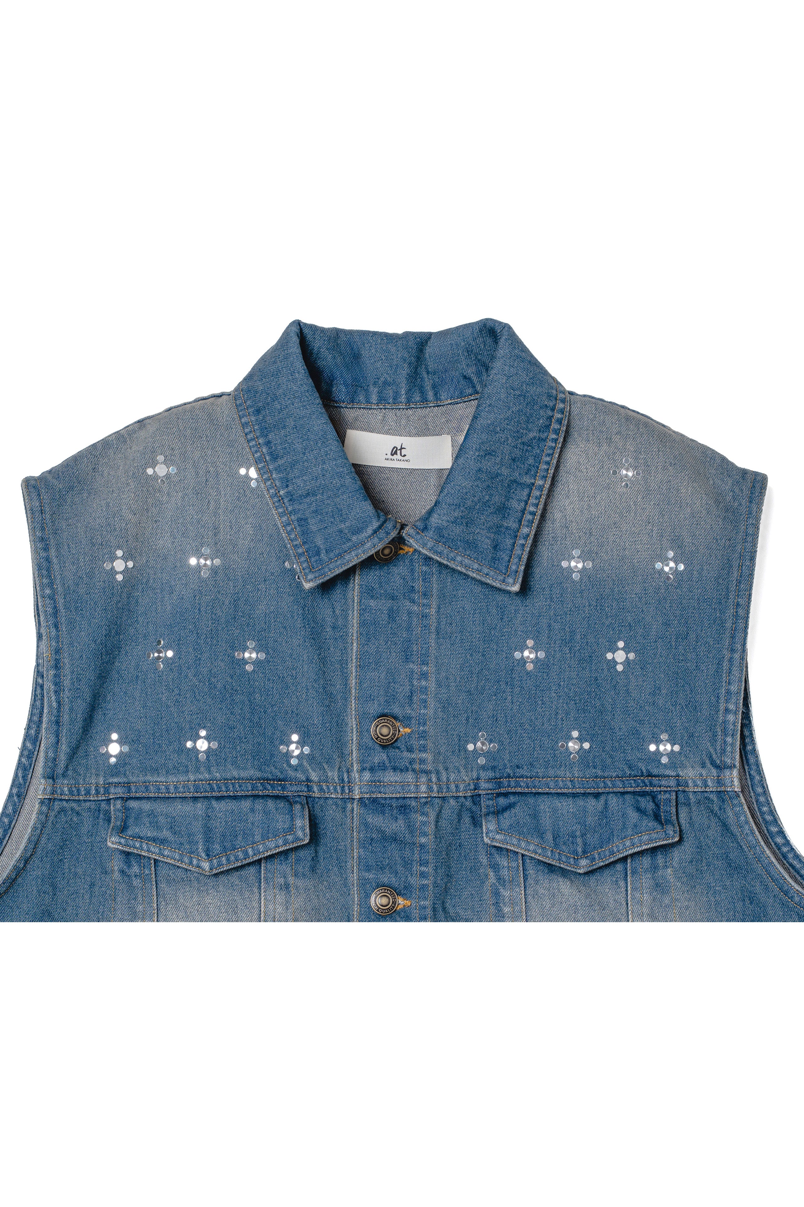 .at - Sleeveless Denim Jacket - Wash Indigo