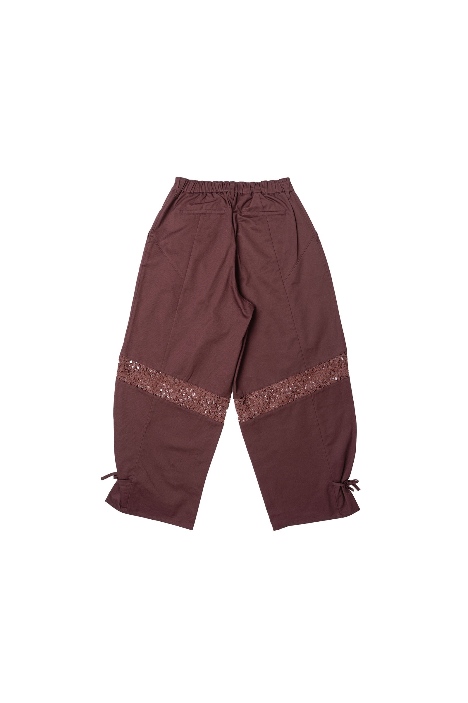 .at - Lace Switching Buggy Pants - Bordeaux 02
