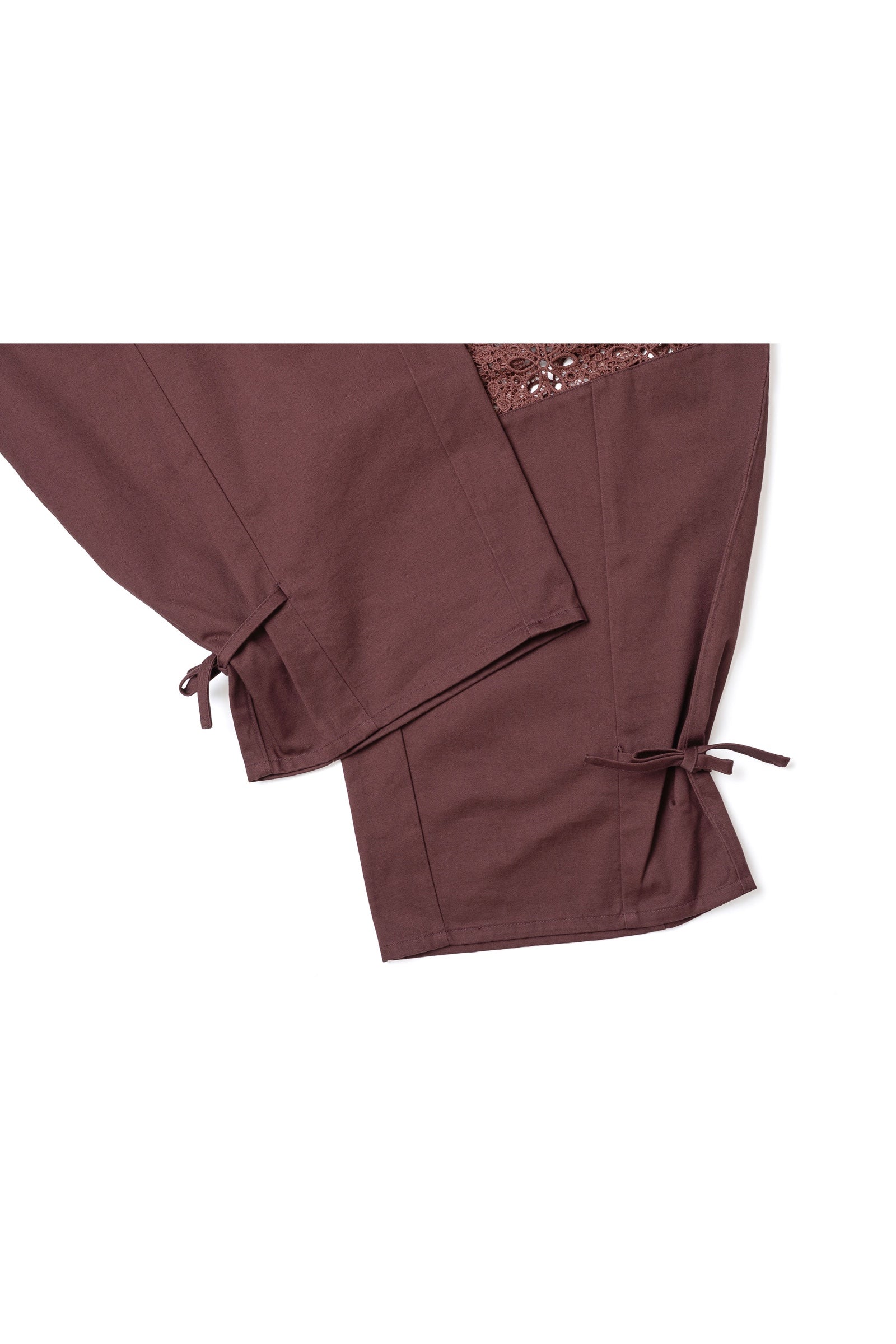 .at - Lace Switching Buggy Pants - Bordeaux 05