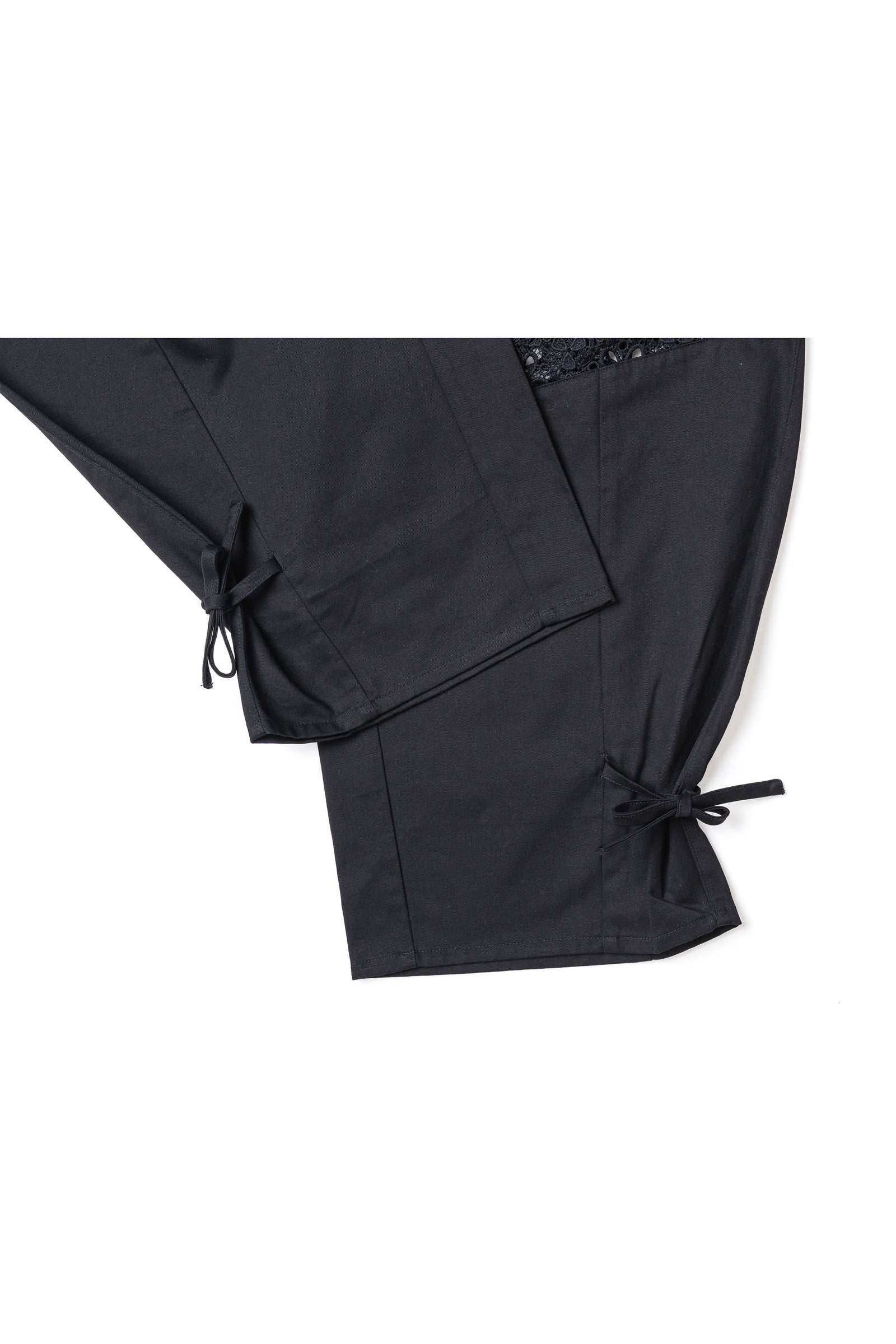 .at - Lace Switching Buggy Pants - Black 05