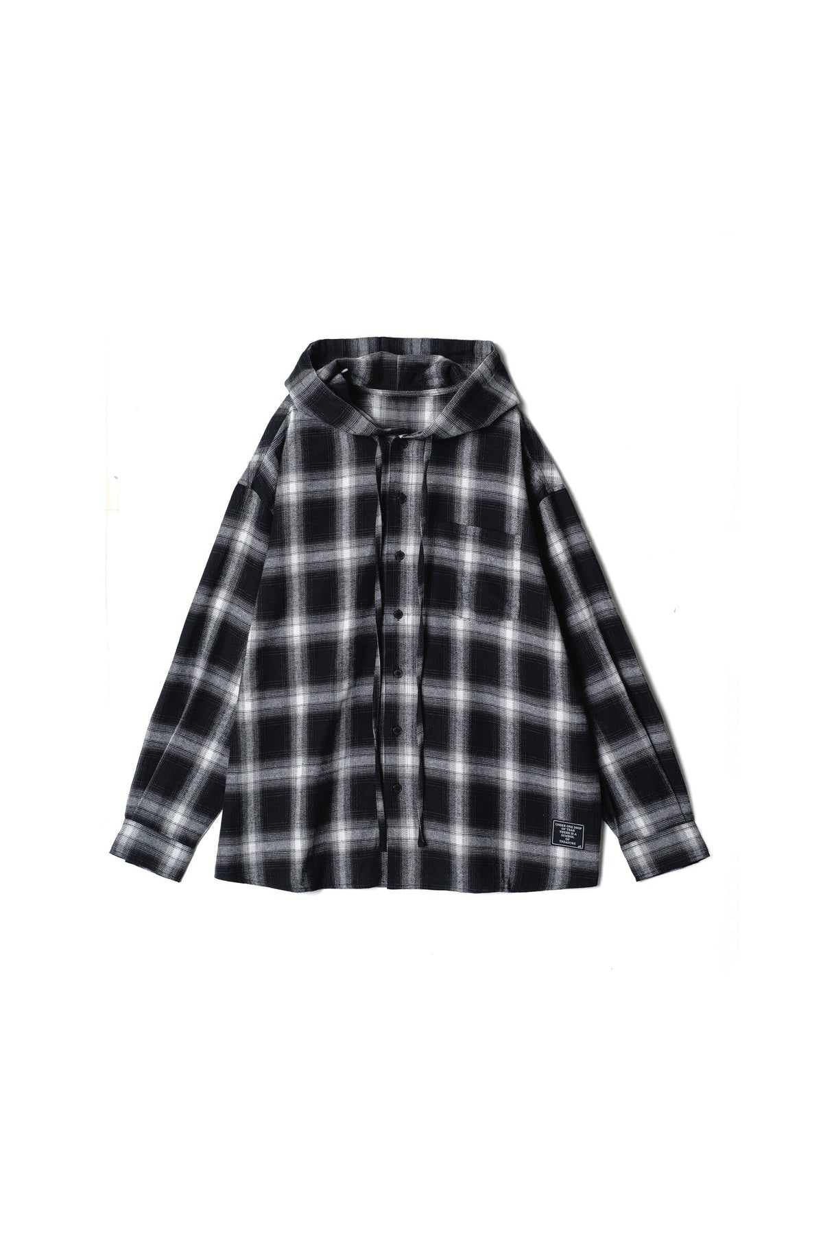 .at - vintage check hoodie Shirt - White×Black Check 01