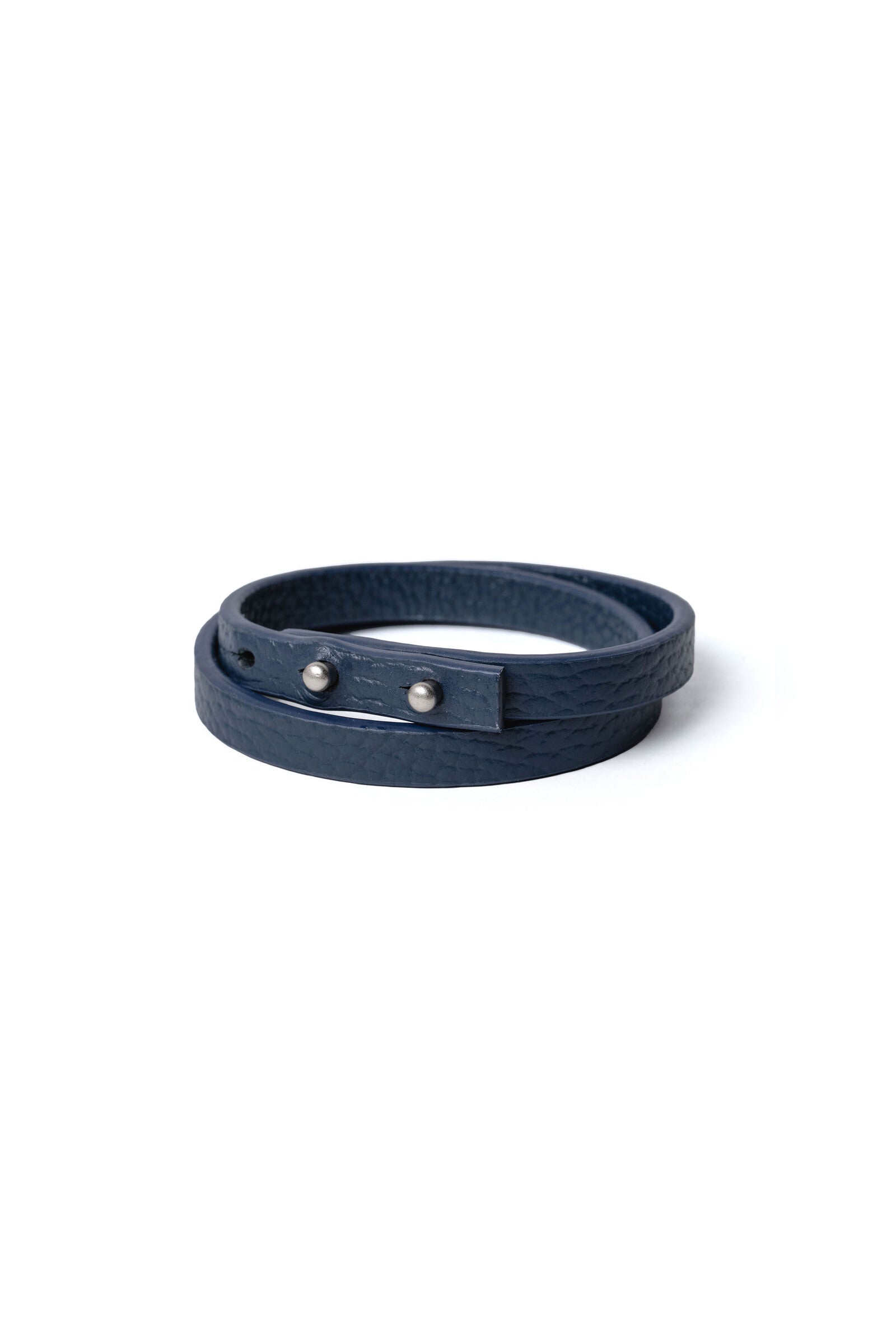 .at - double-wrap leather bracelet - Navy 03