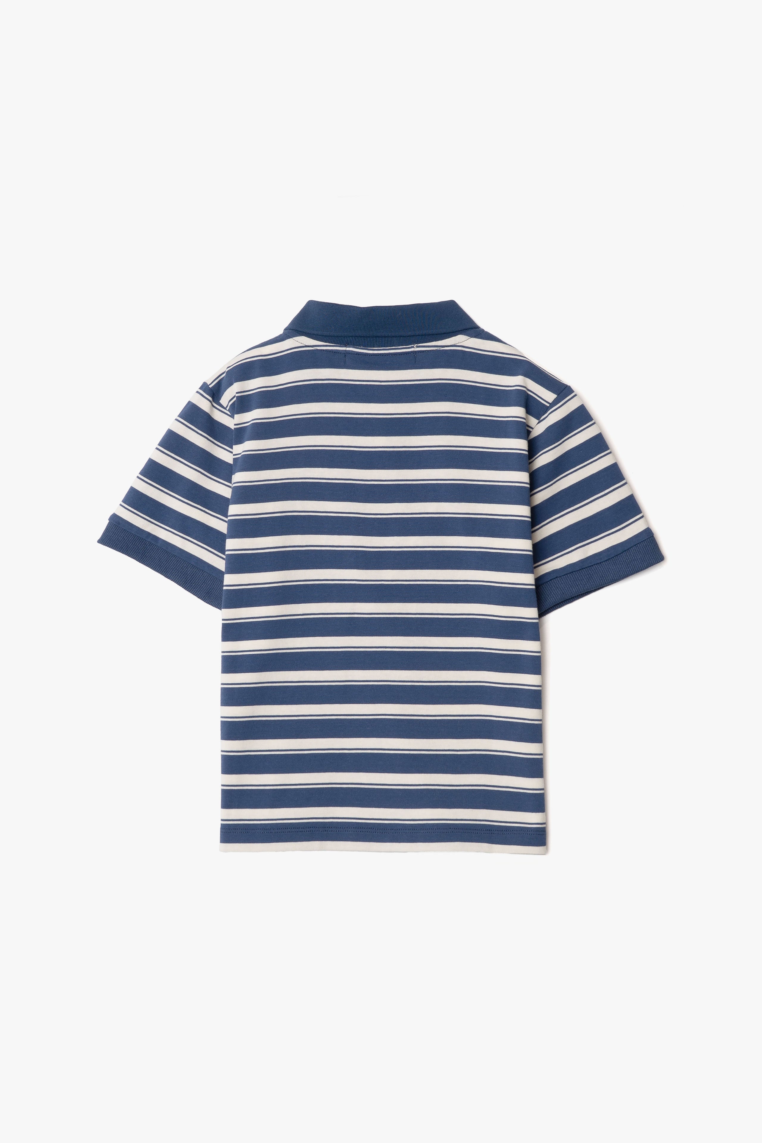 【数量限定】.at-Horizontal Stripe Cropped Polo Shirt - Blue Stripe