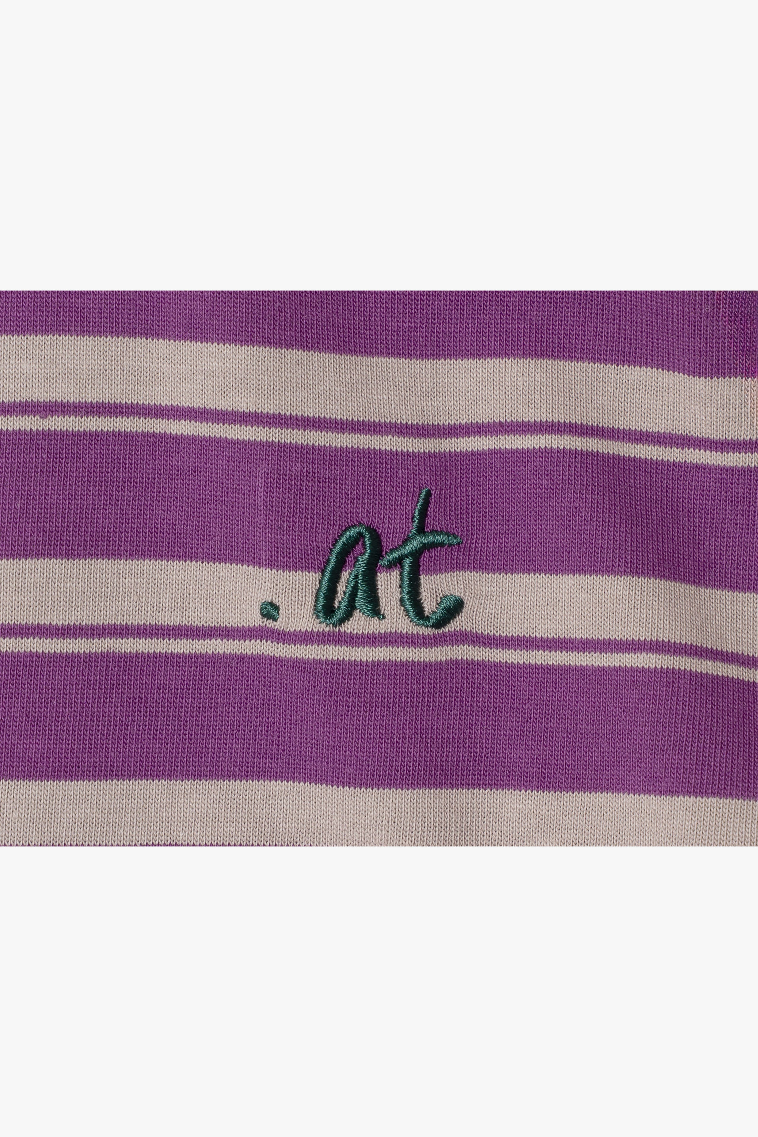 【数量限定】.at-Horizontal Stripe Cropped Polo Shirt - Purple Stripe