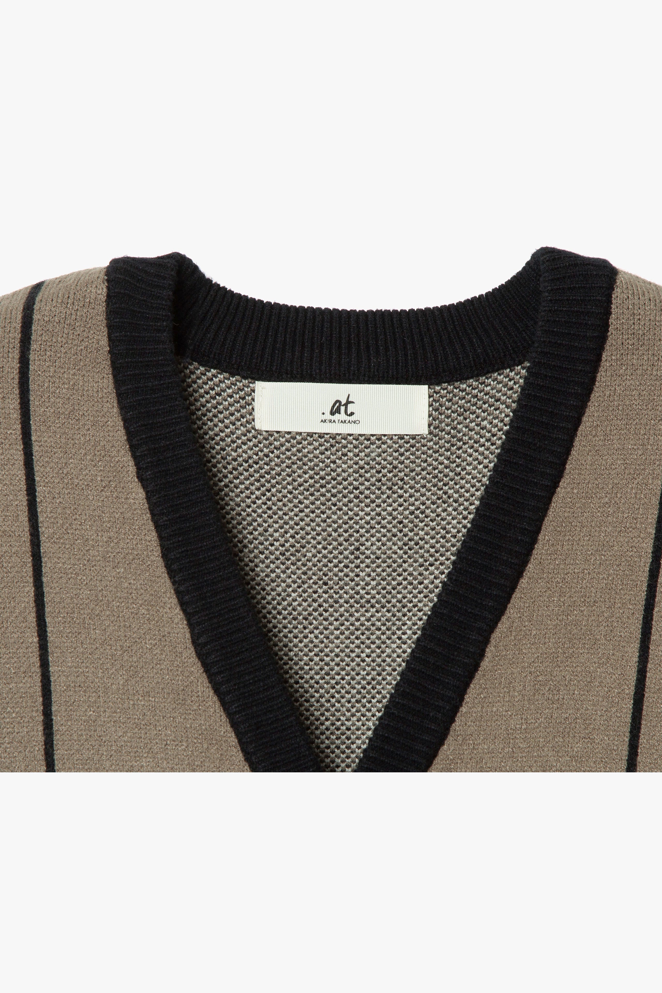 .at-Stripe Jacquard Knit Cardigan - GrayStripe