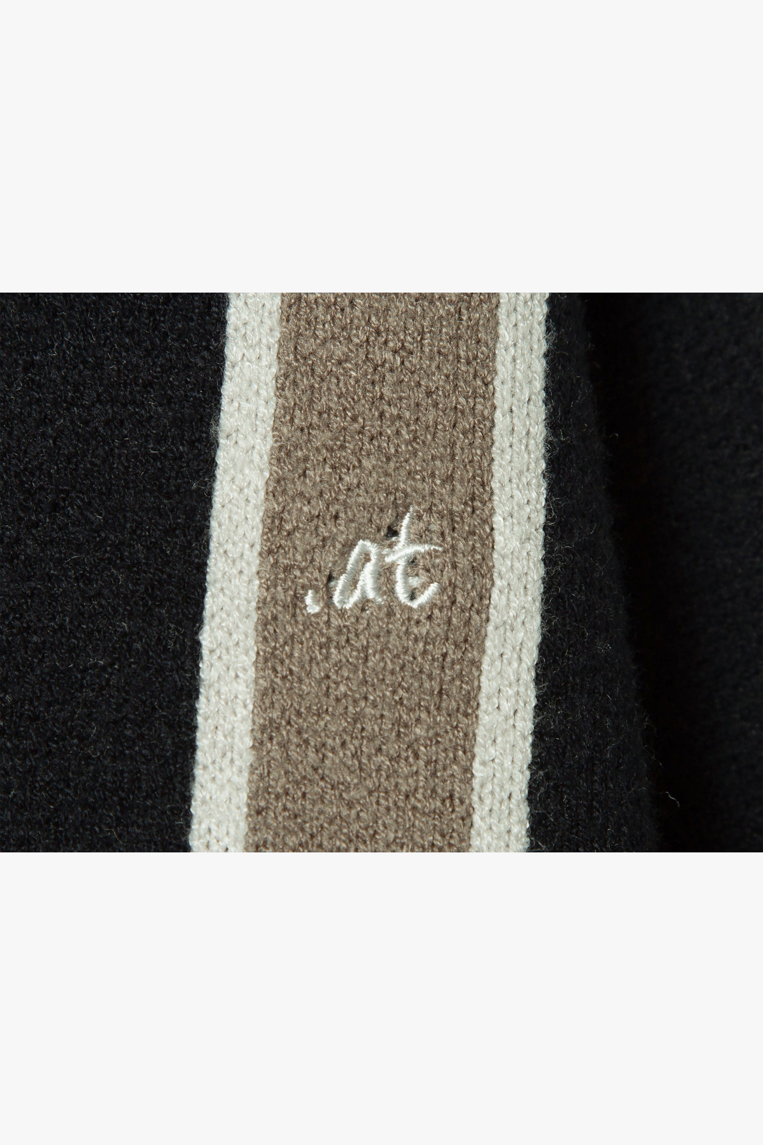 .at-Stripe Jacquard Knit Cardigan - BlackStripe