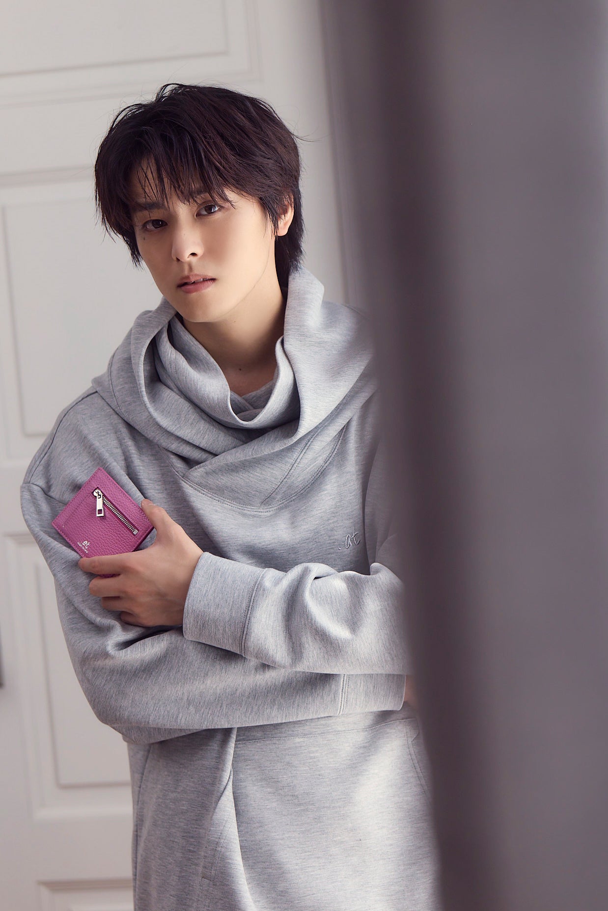 【数量限定】.at-Stripe card case - Includes a coin case - Burgundy