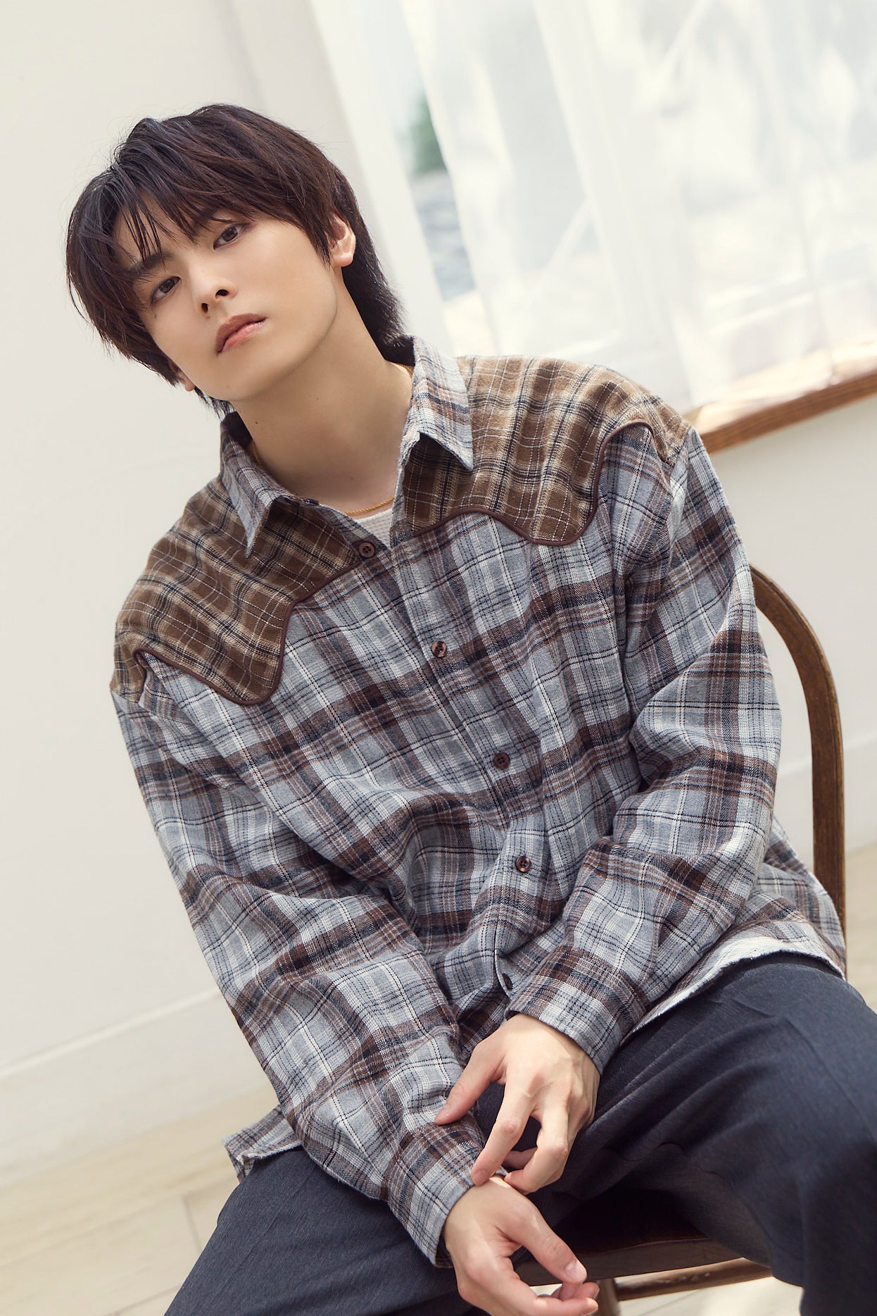 【数量限定】.at-checked lannel shirt - Gray Check