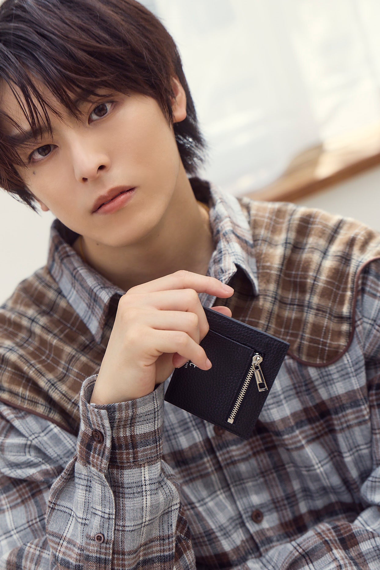 【数量限定】.at-Stripe card case - Includes a coin case - Black