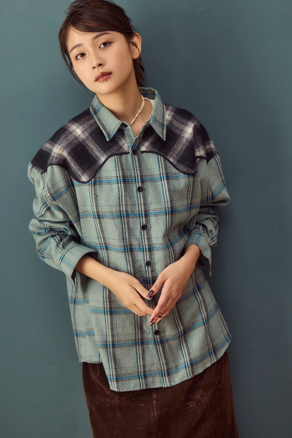 【数量限定】.at-checked lannel shirt - Khaki Check