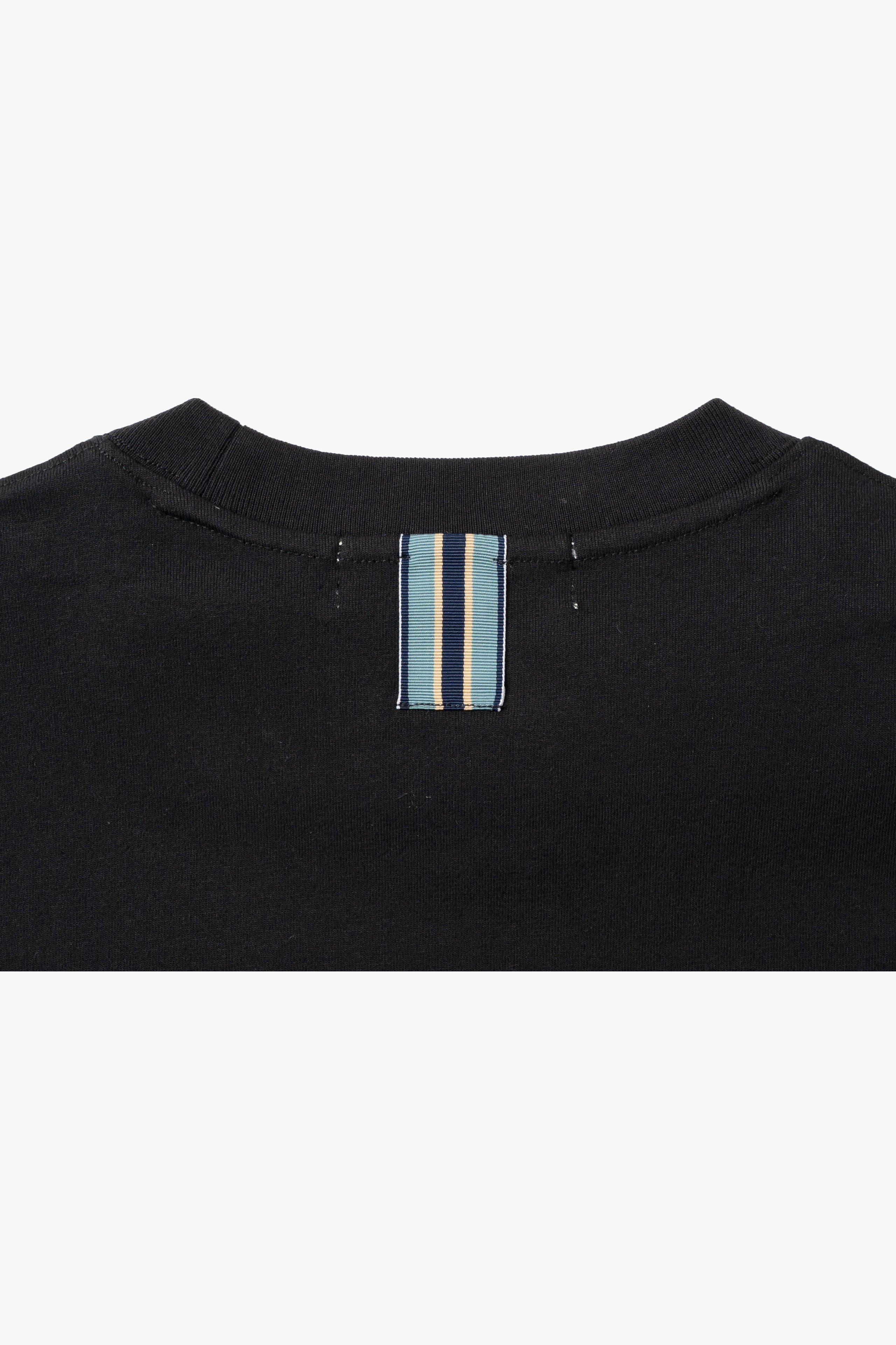 .at-Stripe Tape T-Shirt - Black