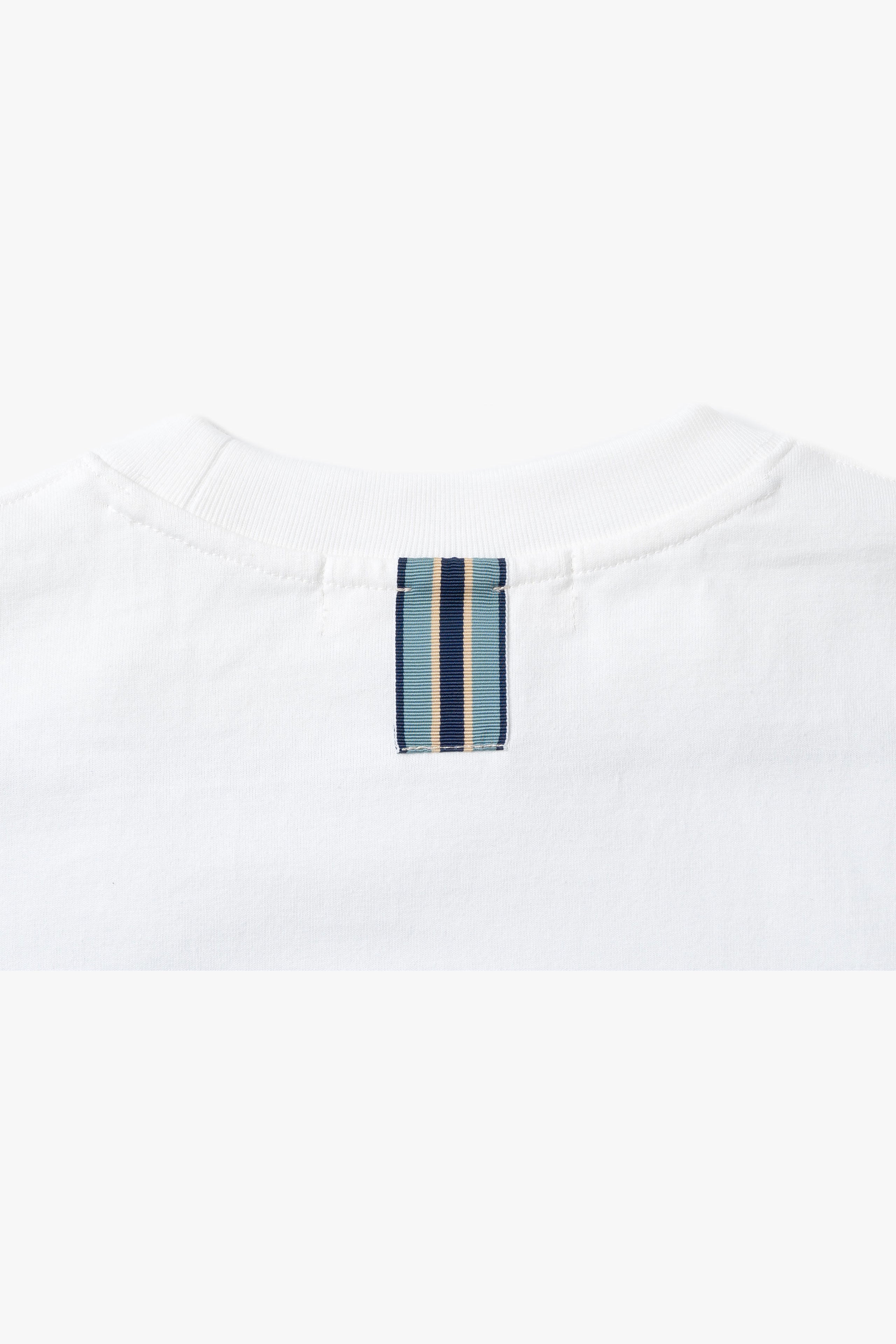 .at-Stripe Tape Long Sleeve T-Shirt - White