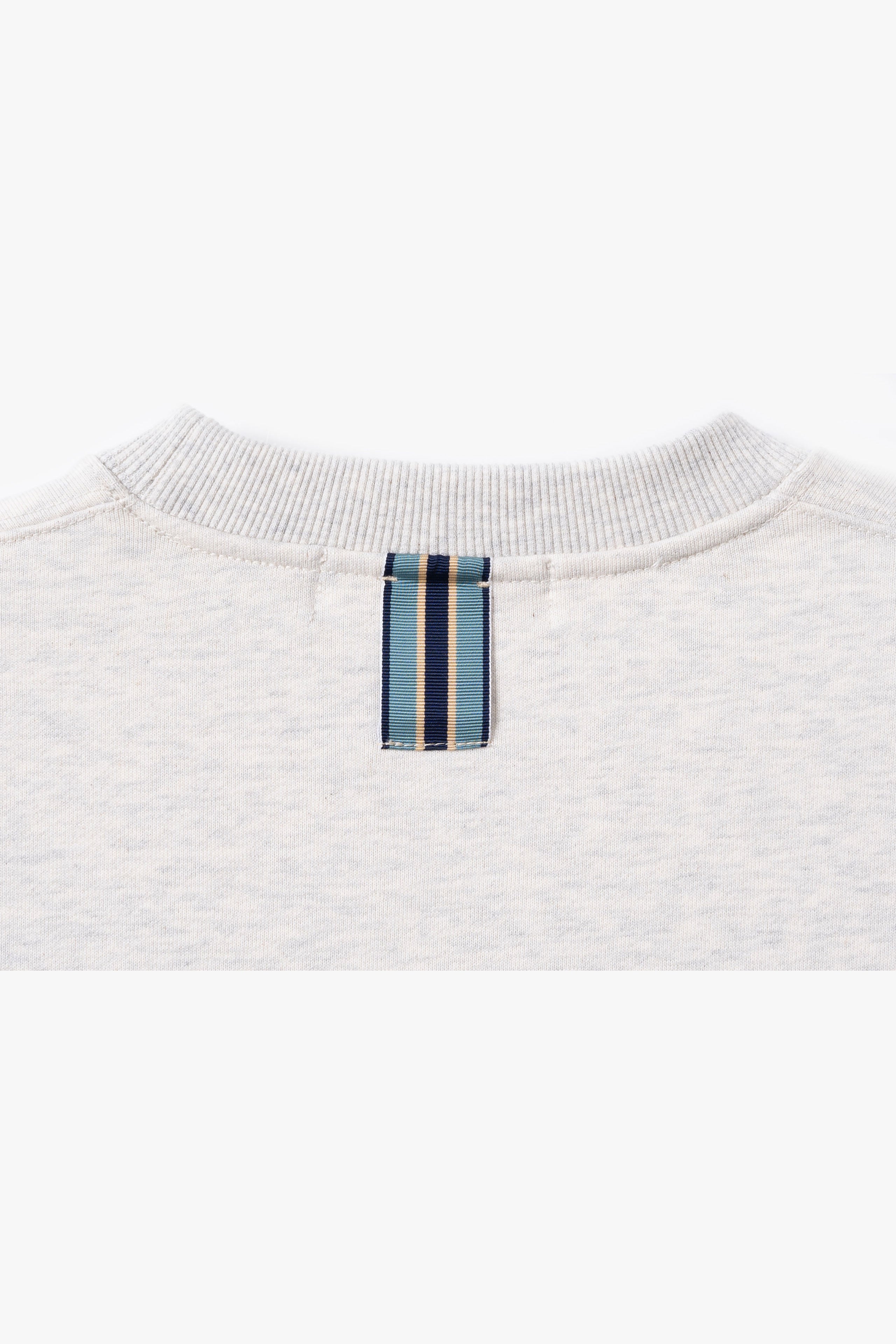 .at-Stripe Tape Oversize Long Sweatshirt - Oatmeal