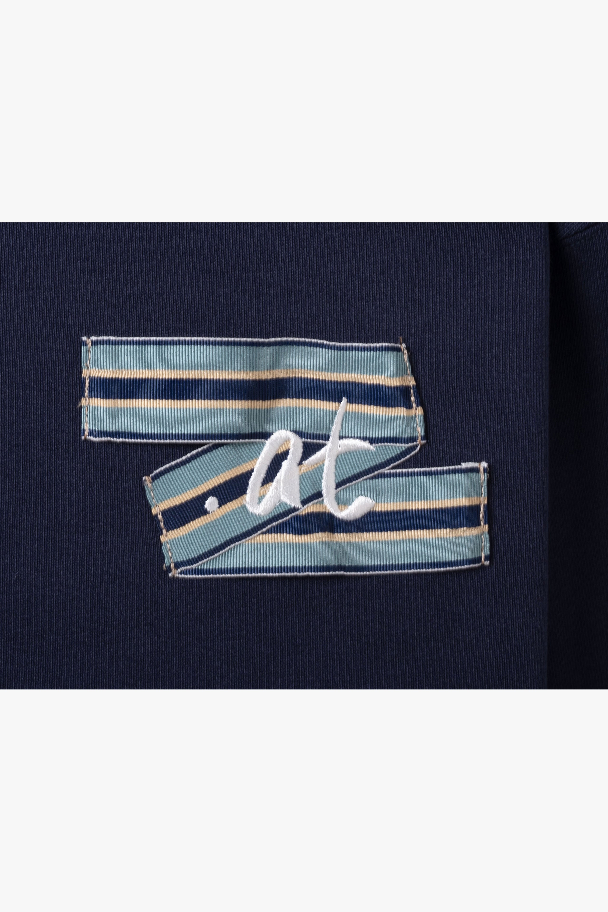 .at-Stripe Tape Logo Cropped Hoodie