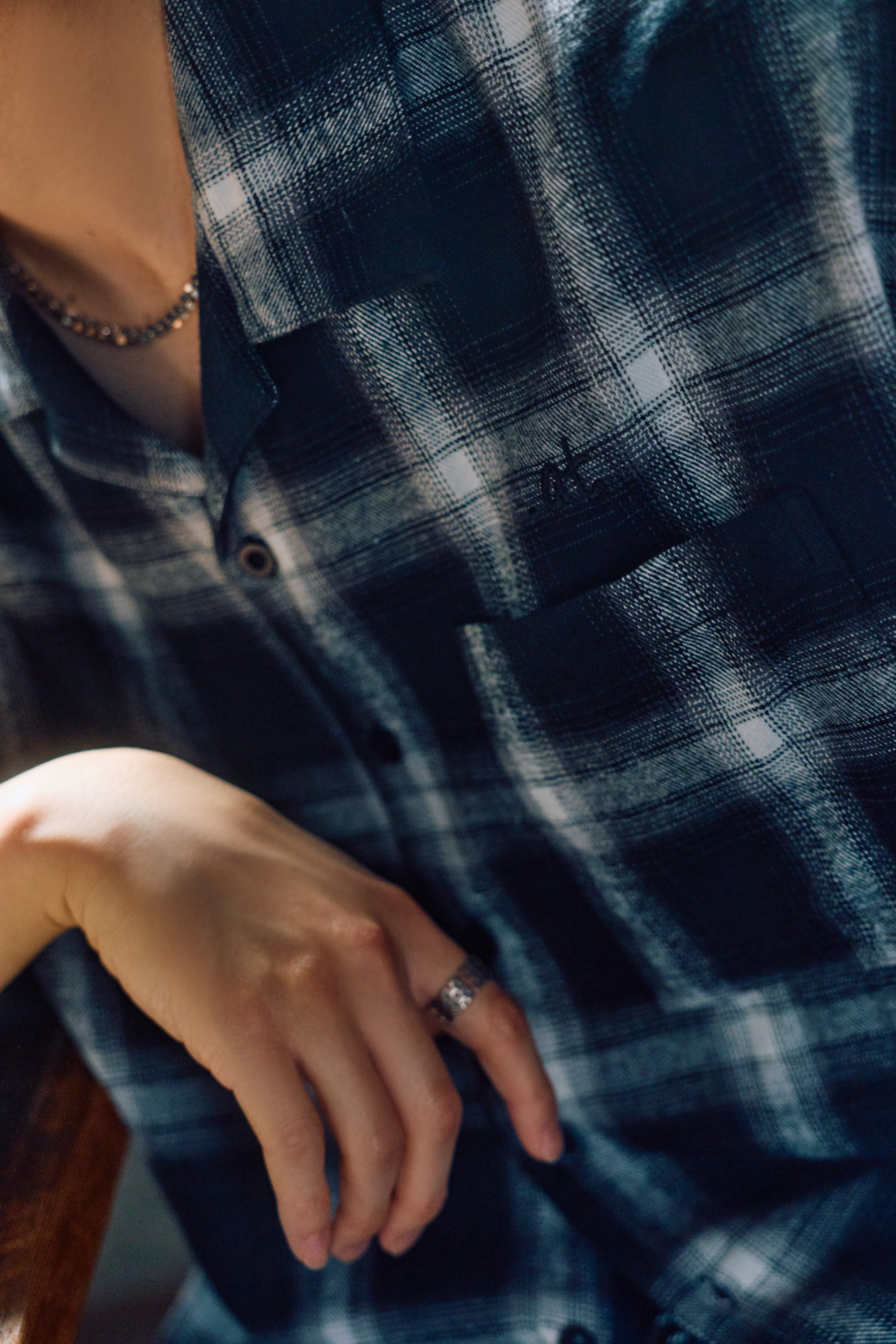 .at - Check Vintage Shirt - White×black Check