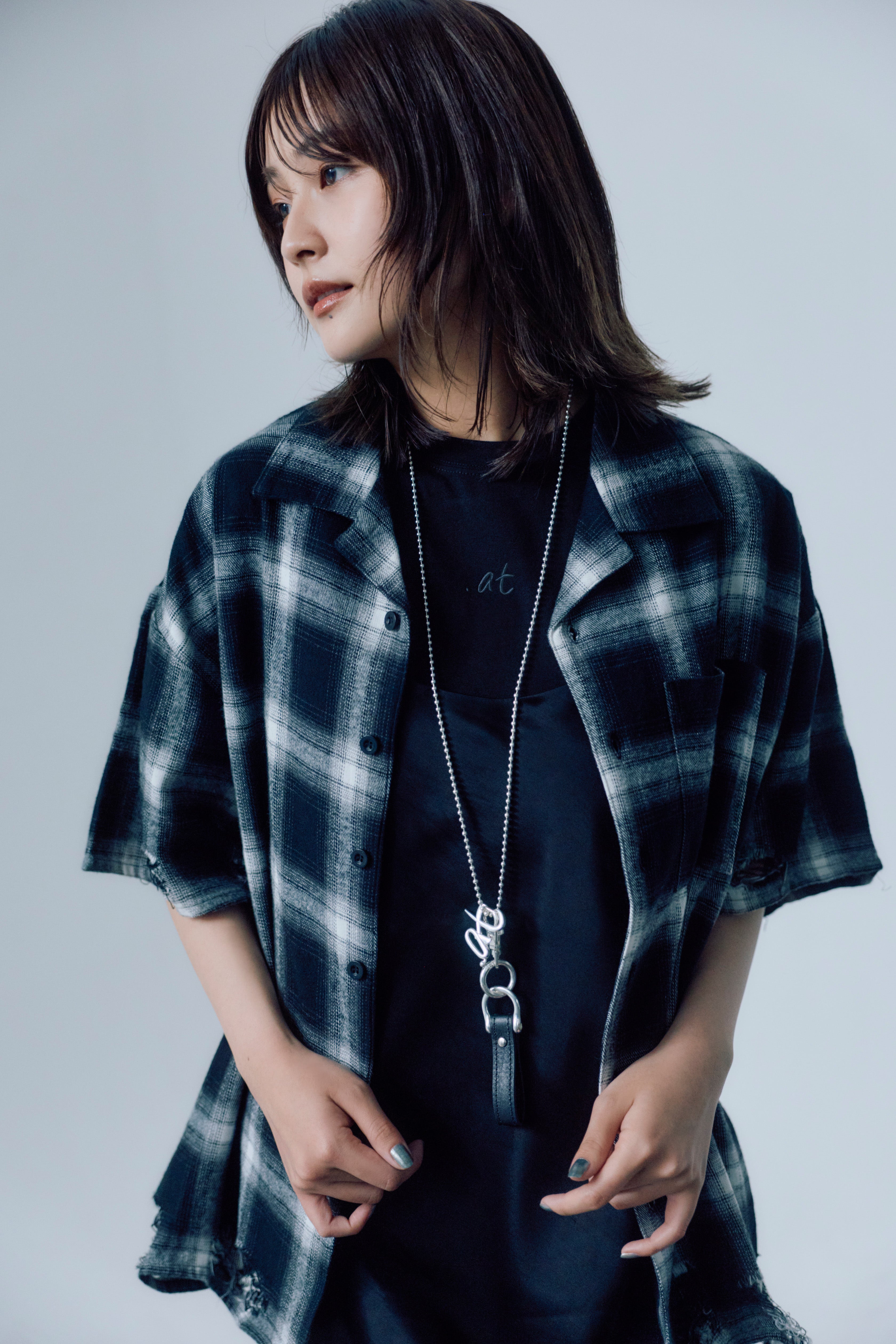 .at - Check Vintage Shirt - White×black Check