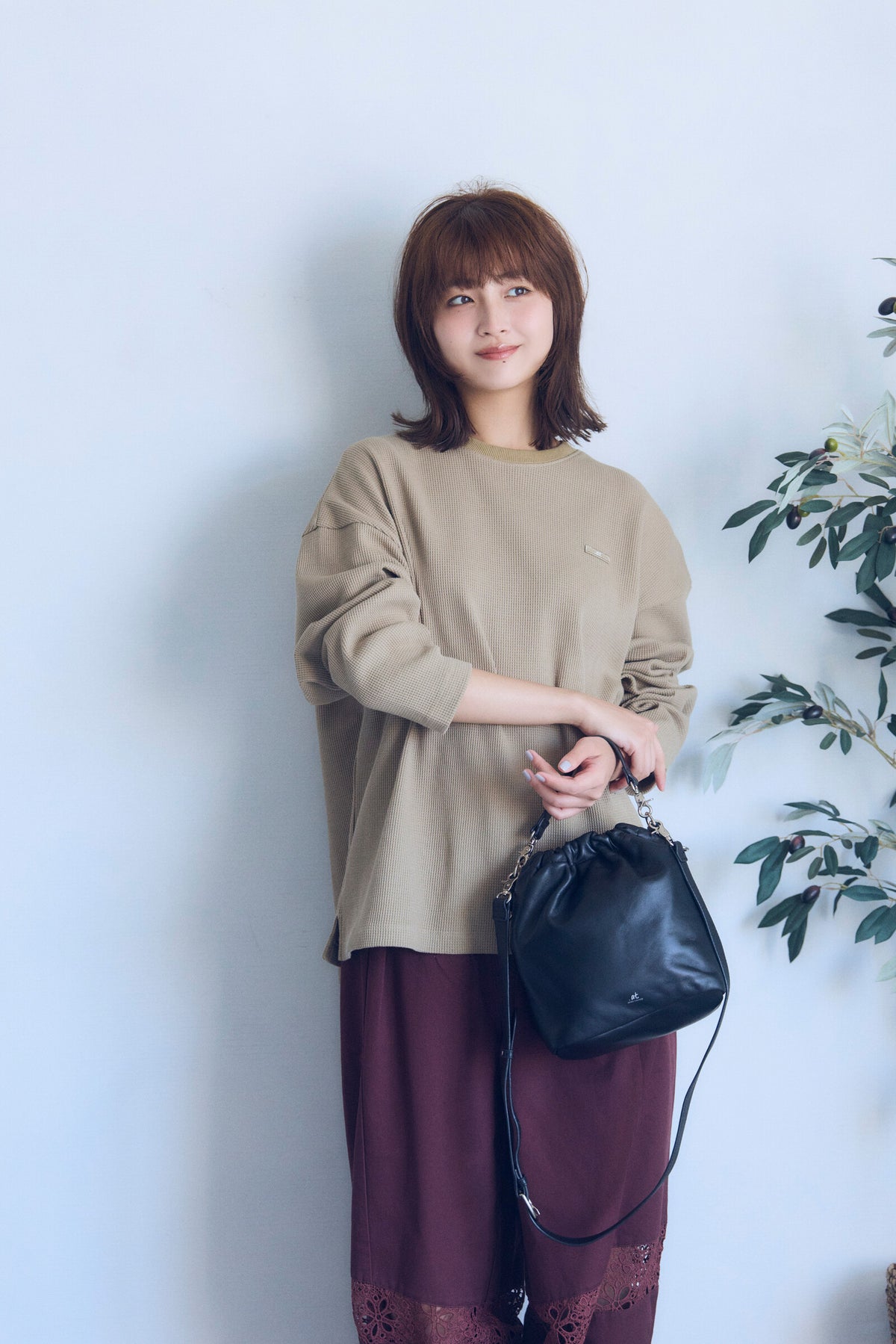 .at - Waffle Long-Sleeve T-Shirt - Khaki