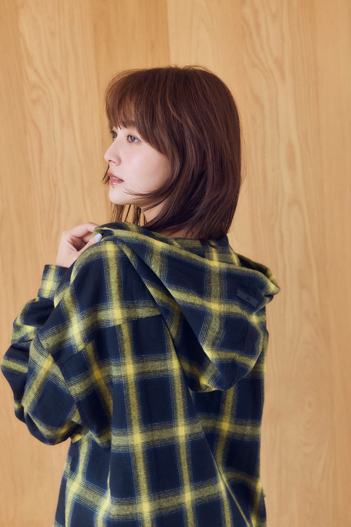 .at - vintage check hoodie Shirt - Yellow×Black Check