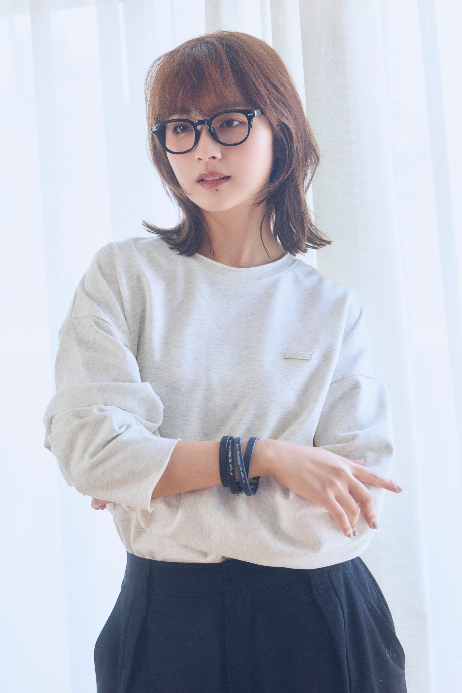 .at - french terry long-sleeve T-shirt - Oatmeal